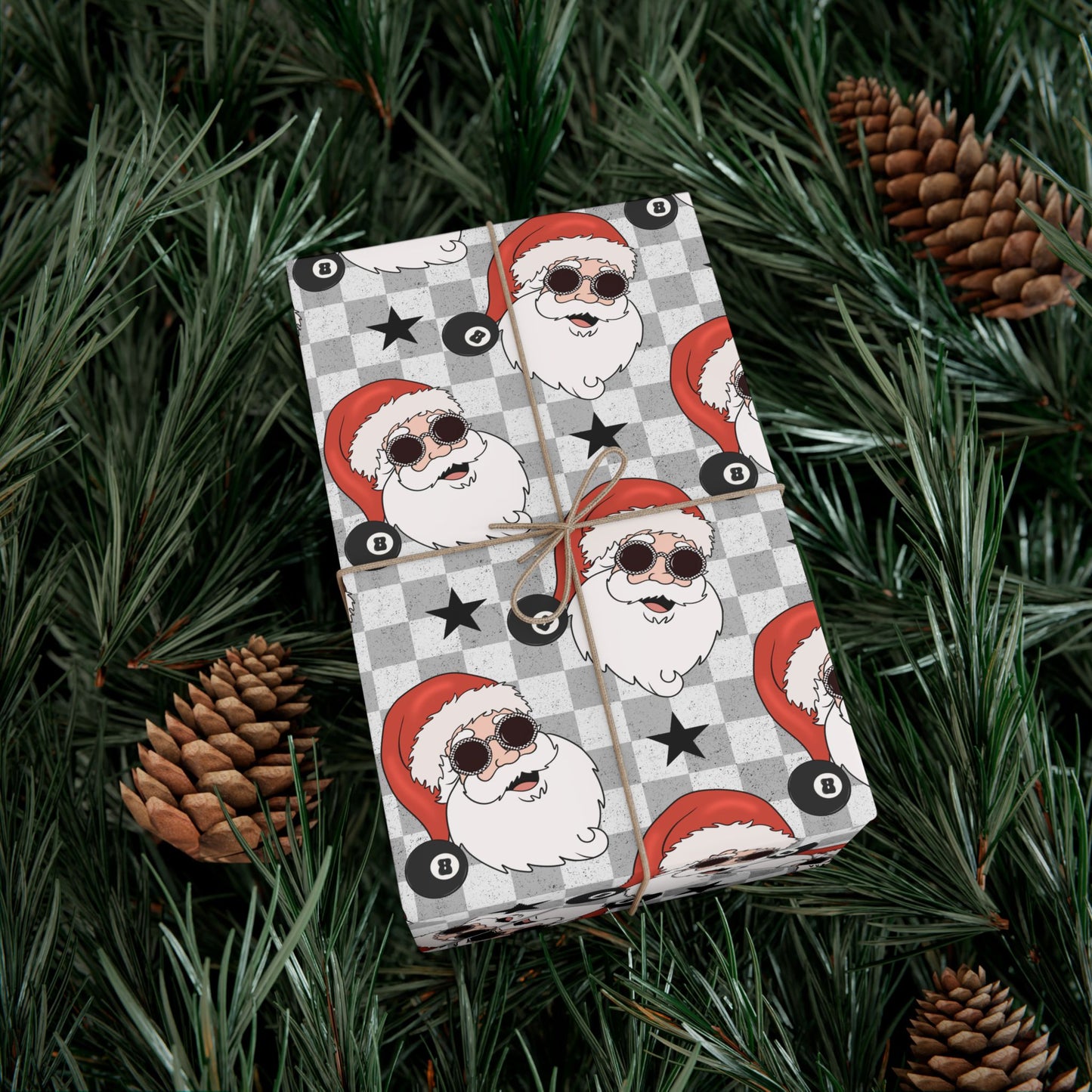 8 Ball Santa Wrapping Paper