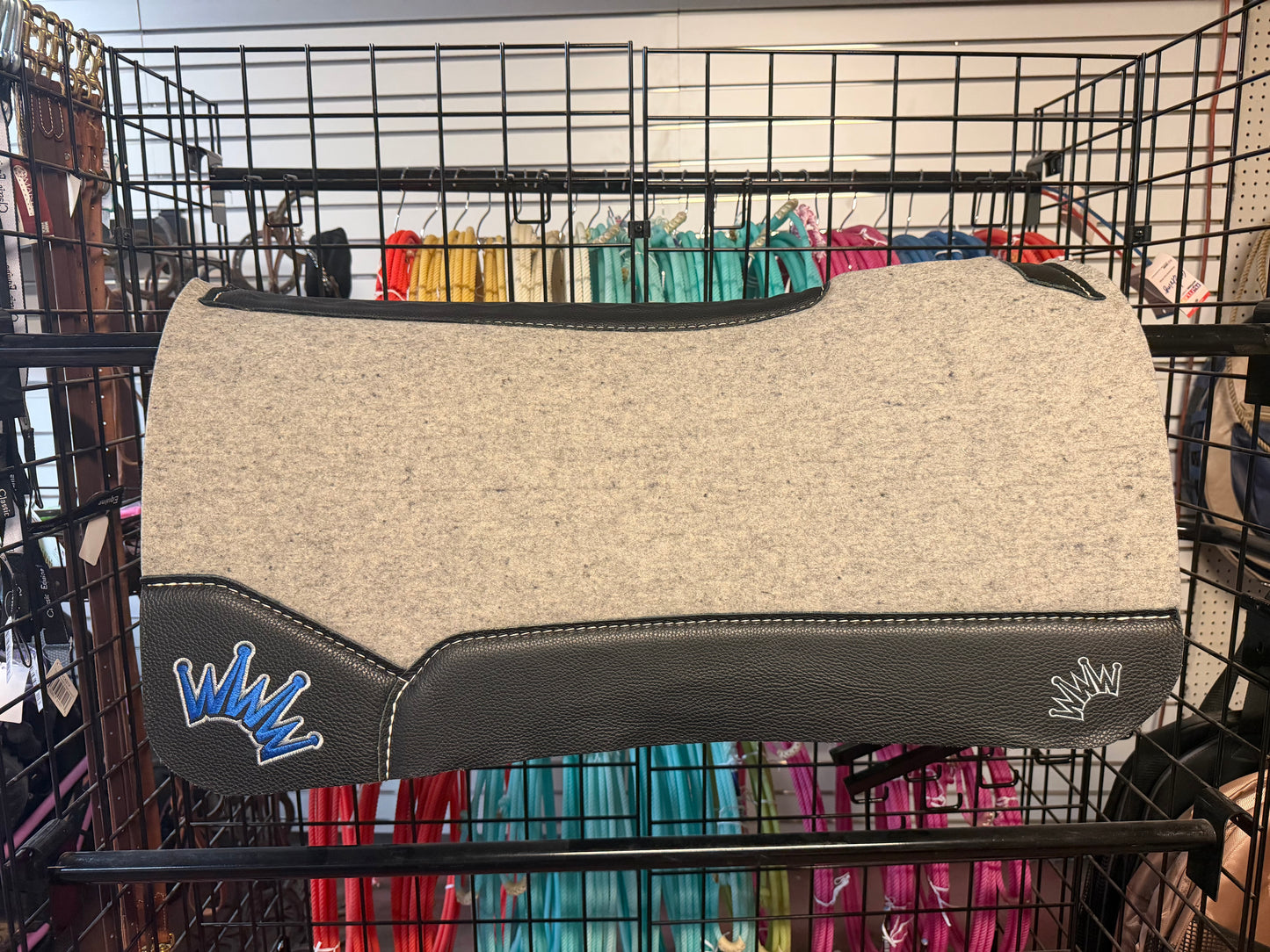 Grey Kush Saddle Pad with Black Leather