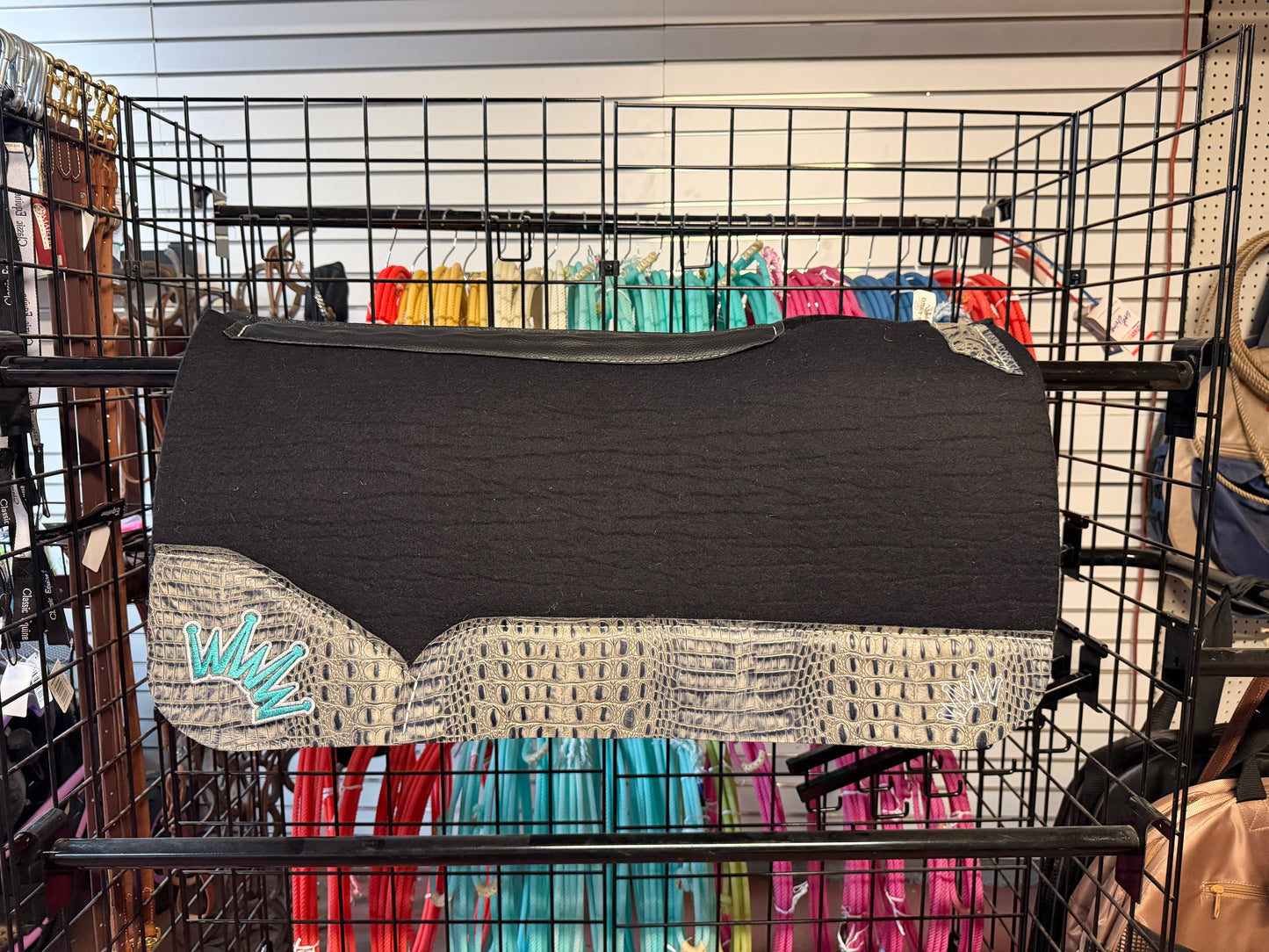 Black Kush Saddle Pad with Grey Crocodile