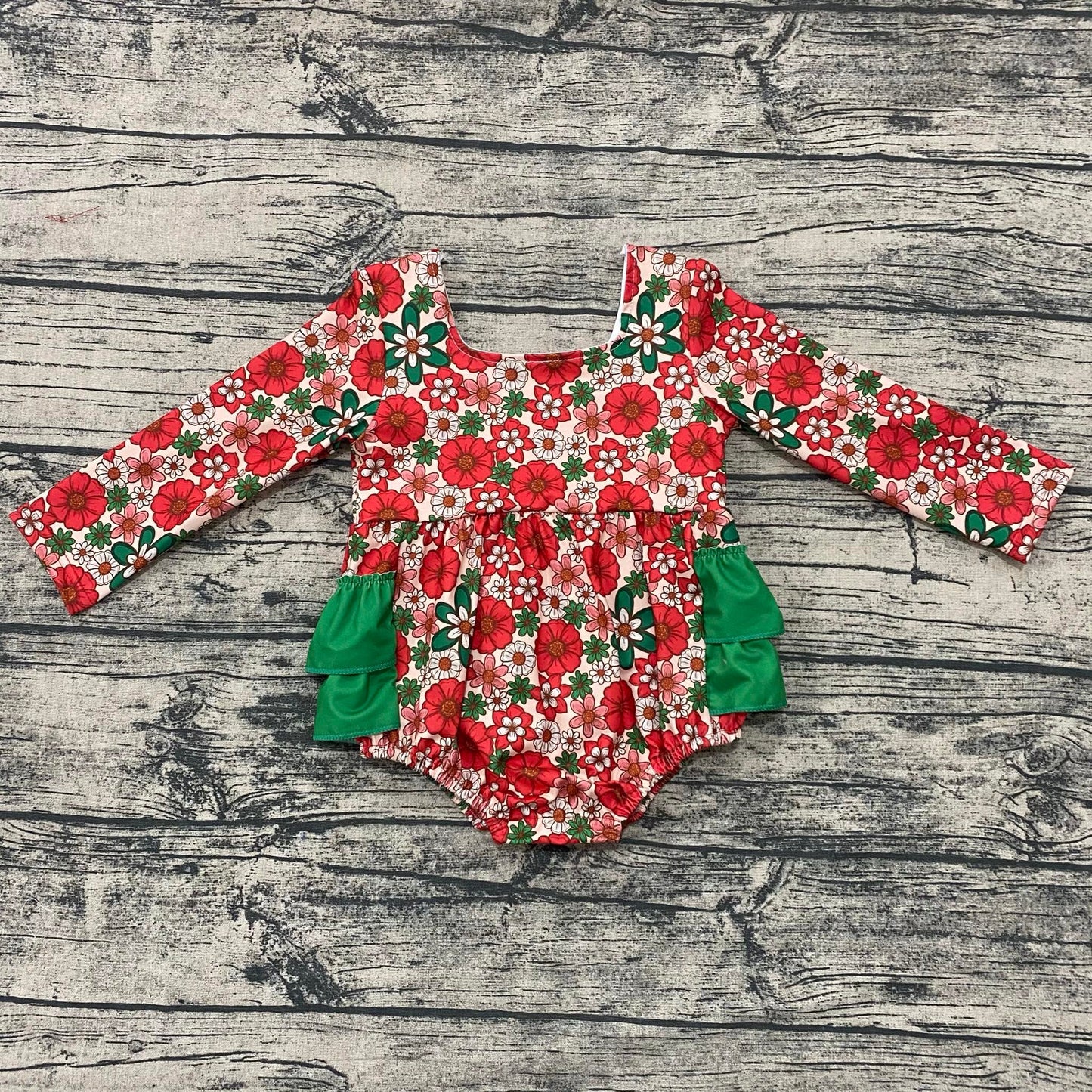Christmas floral ruffle romper