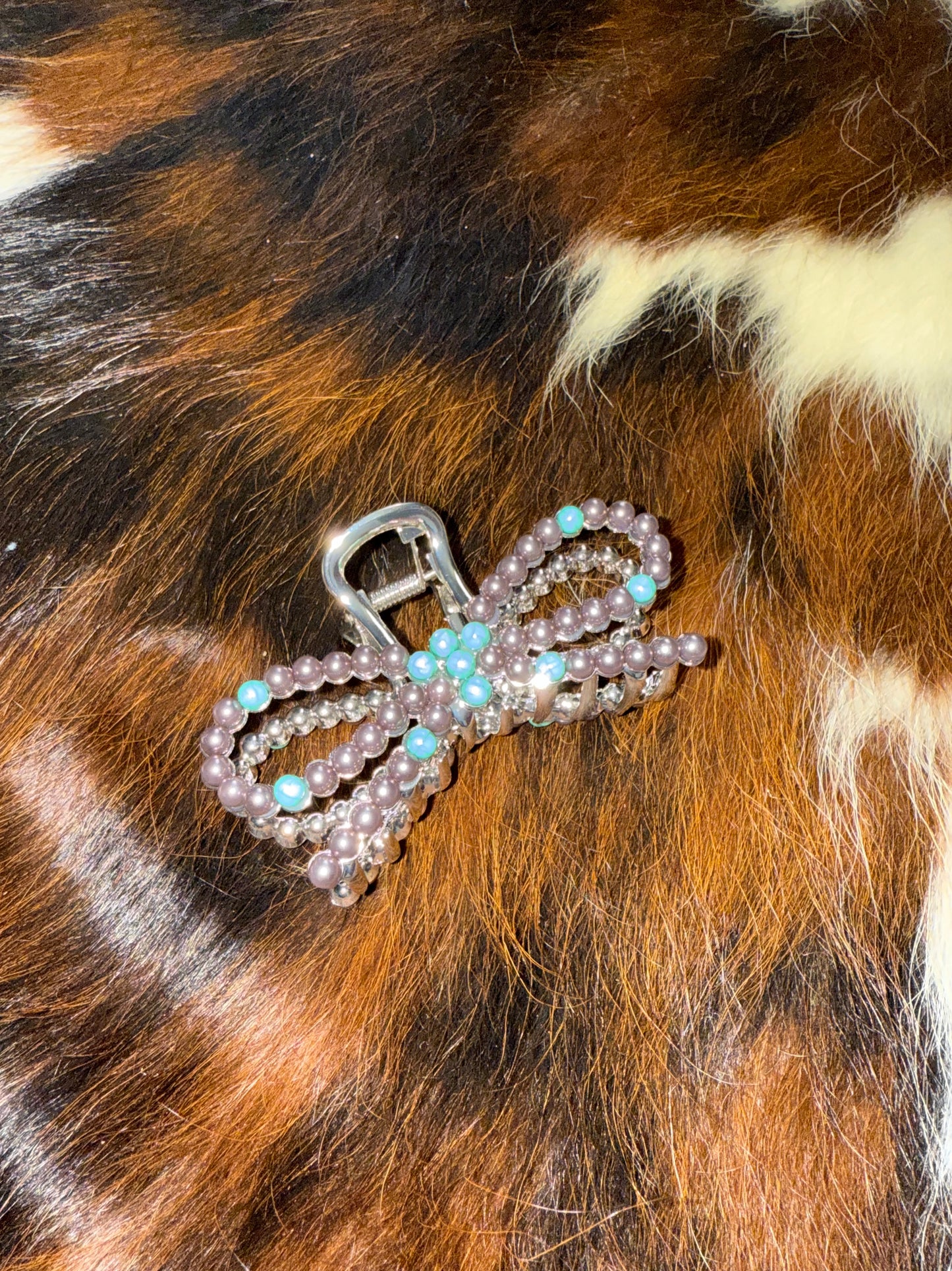 Turquoise Bow Claw Clip