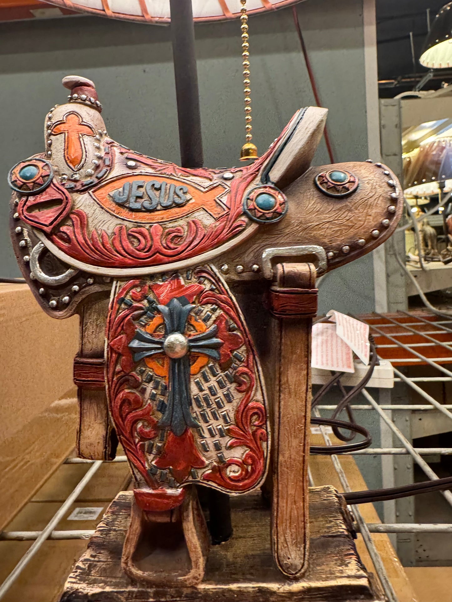 Red Jesus Saddle Lamp
