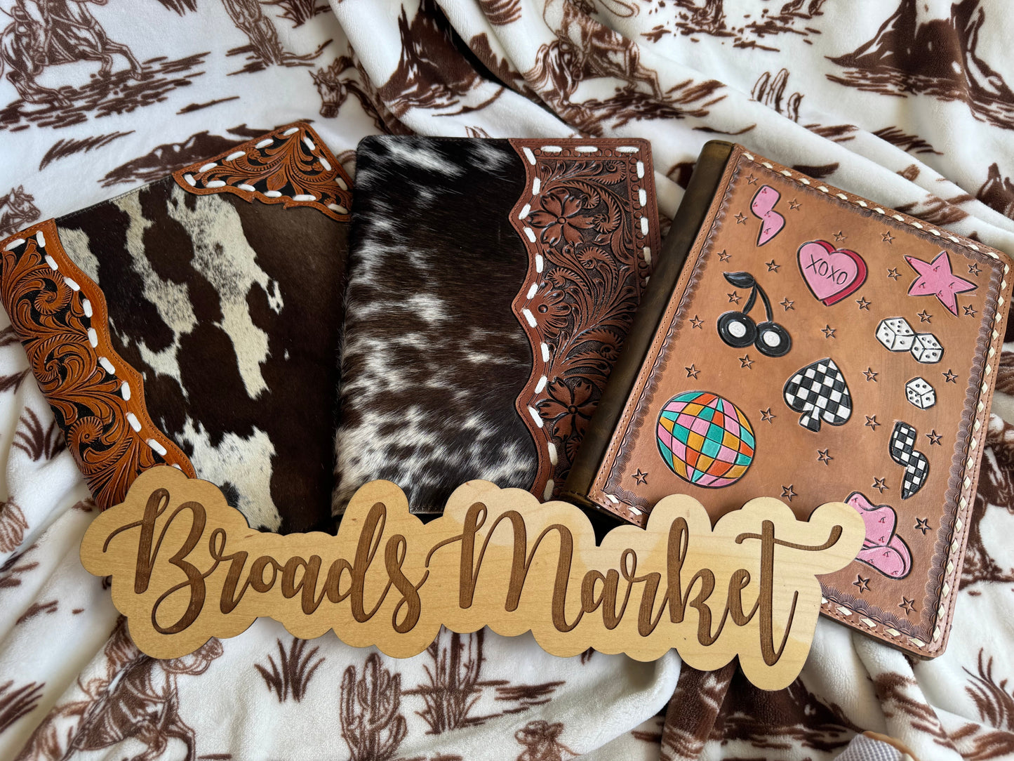 Cowhide & Tooled Leather Planners Notebook Holders
