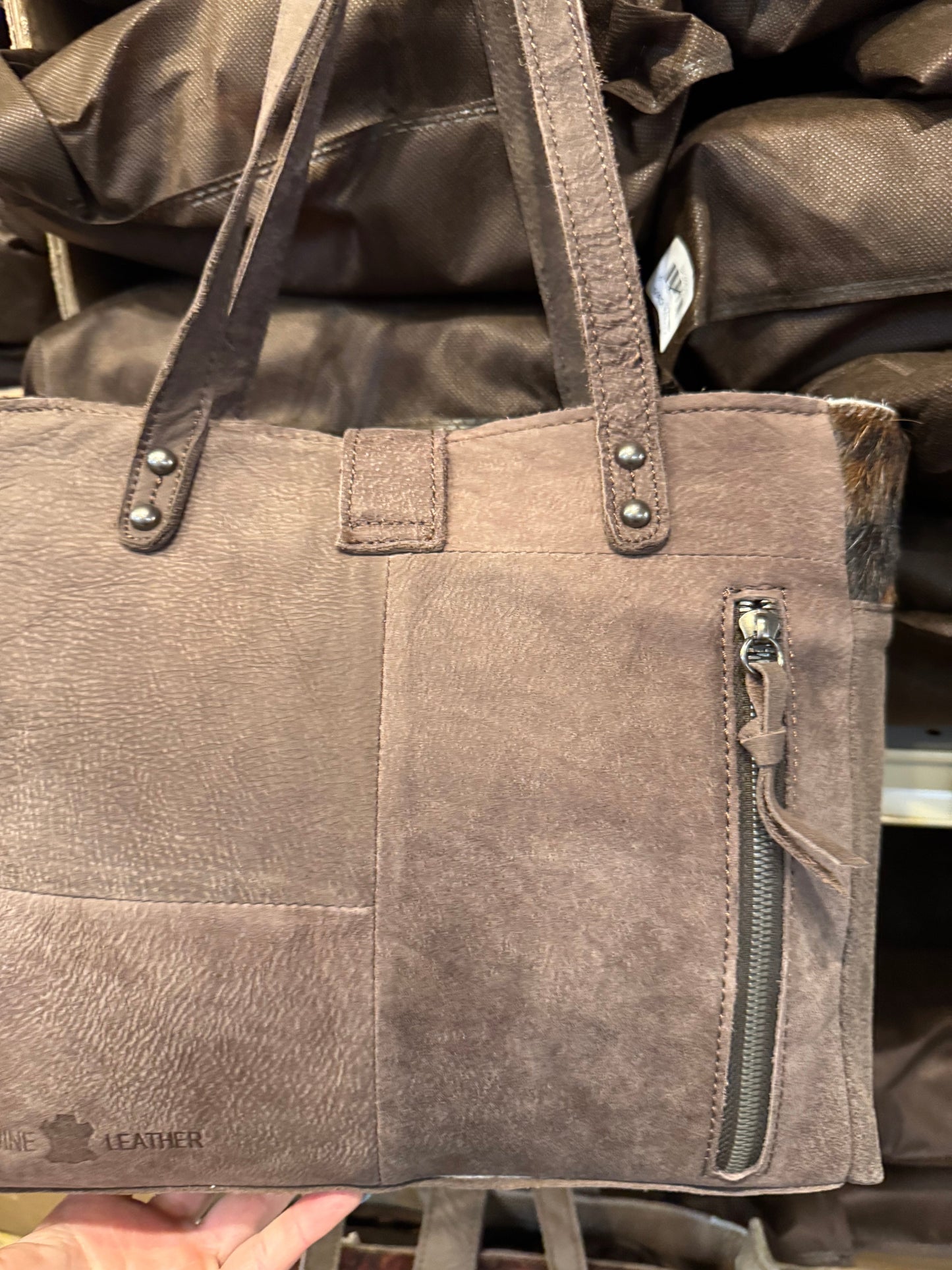 Concho Cowhide Tooled Leather Handbag Purse