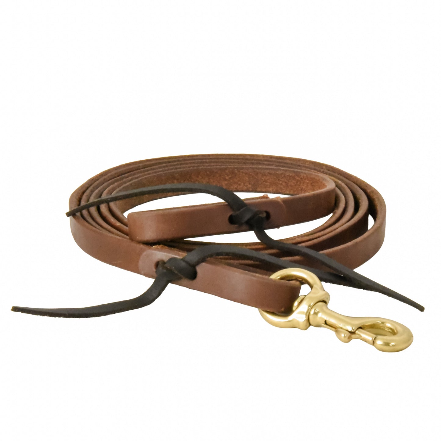 Oiled Harness Leather Flat Roper Reins - 5/8in x 8ft