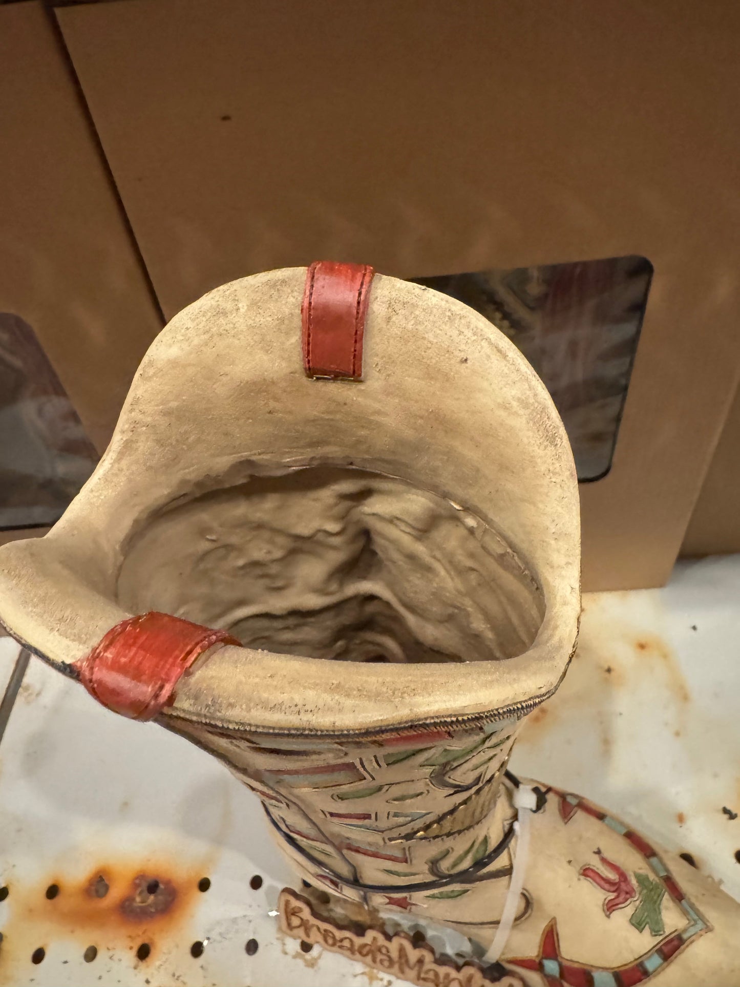 Beige Aztec Boot Vase