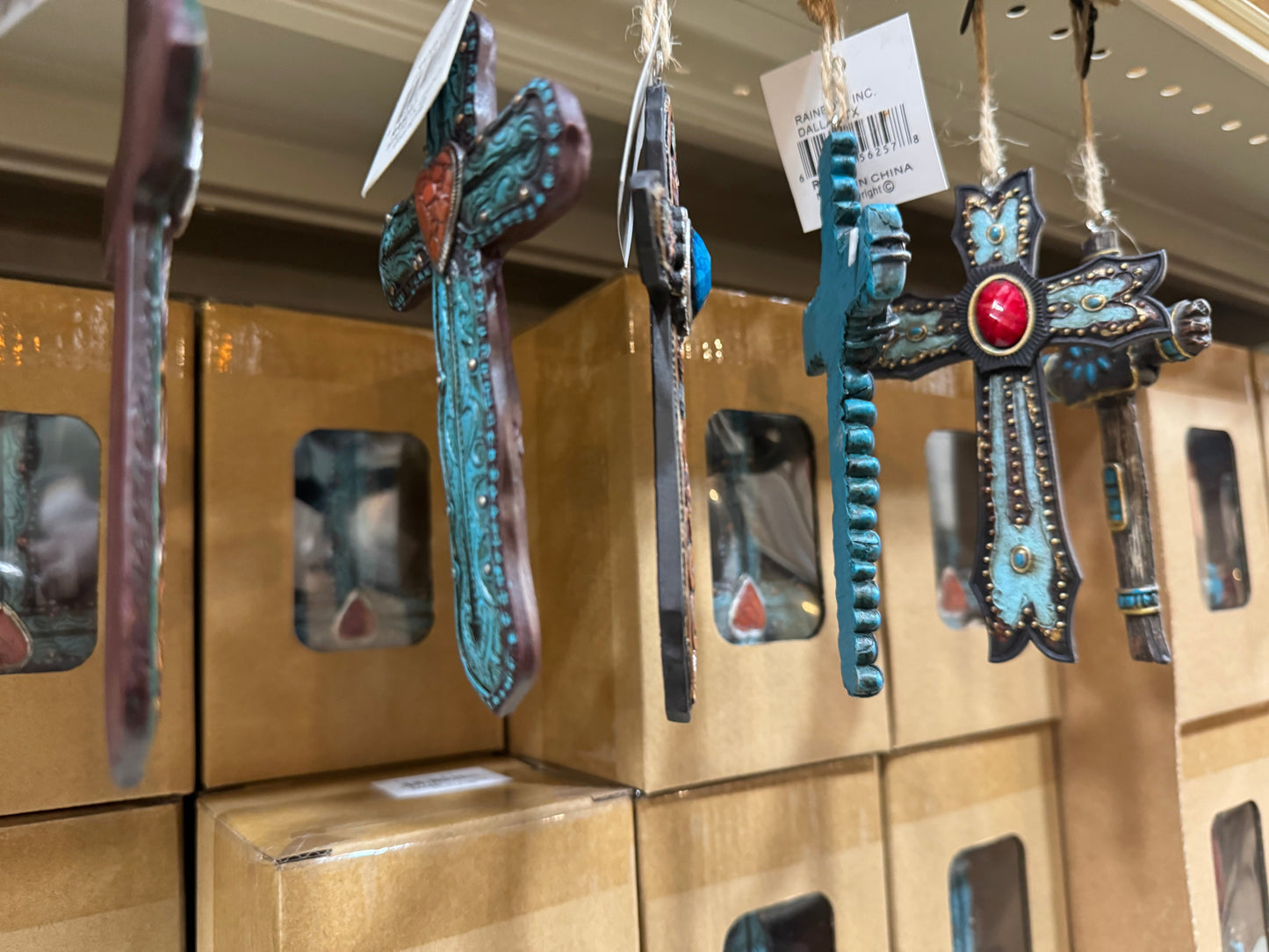 Turquoise Western Cross Ornament Set