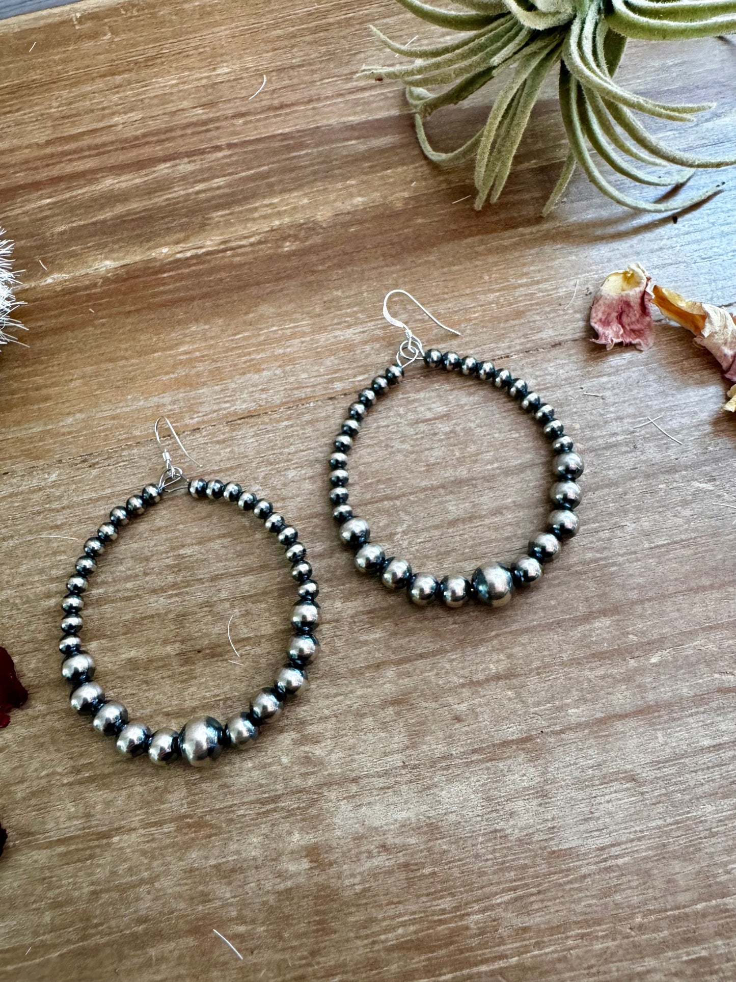 Sterling Silver Pearls Hoops