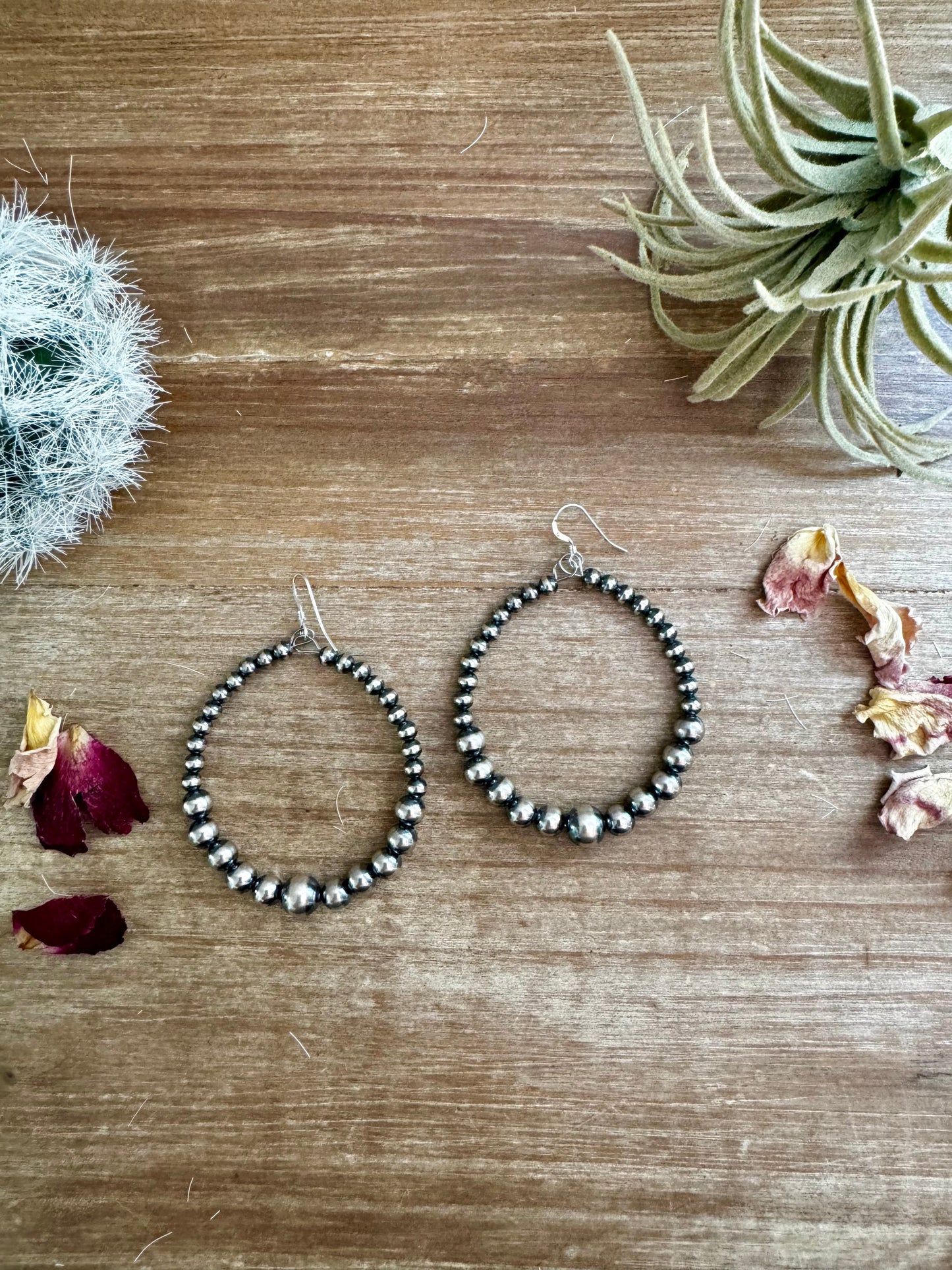 Sterling Silver Pearls Hoops