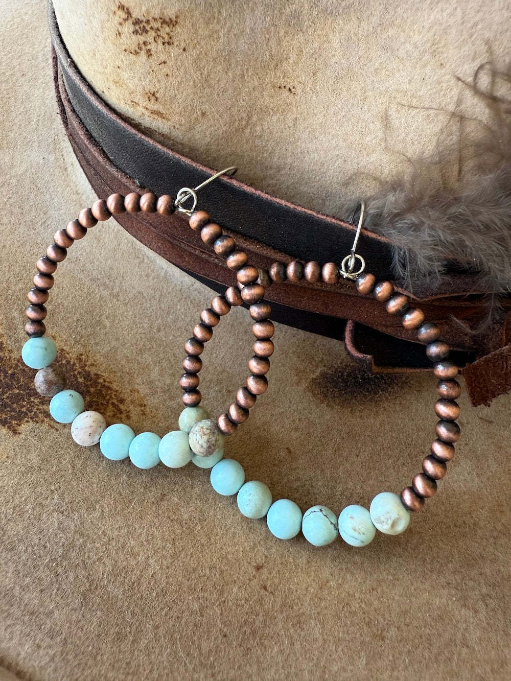 Turquoise and Copper Bead Earrings