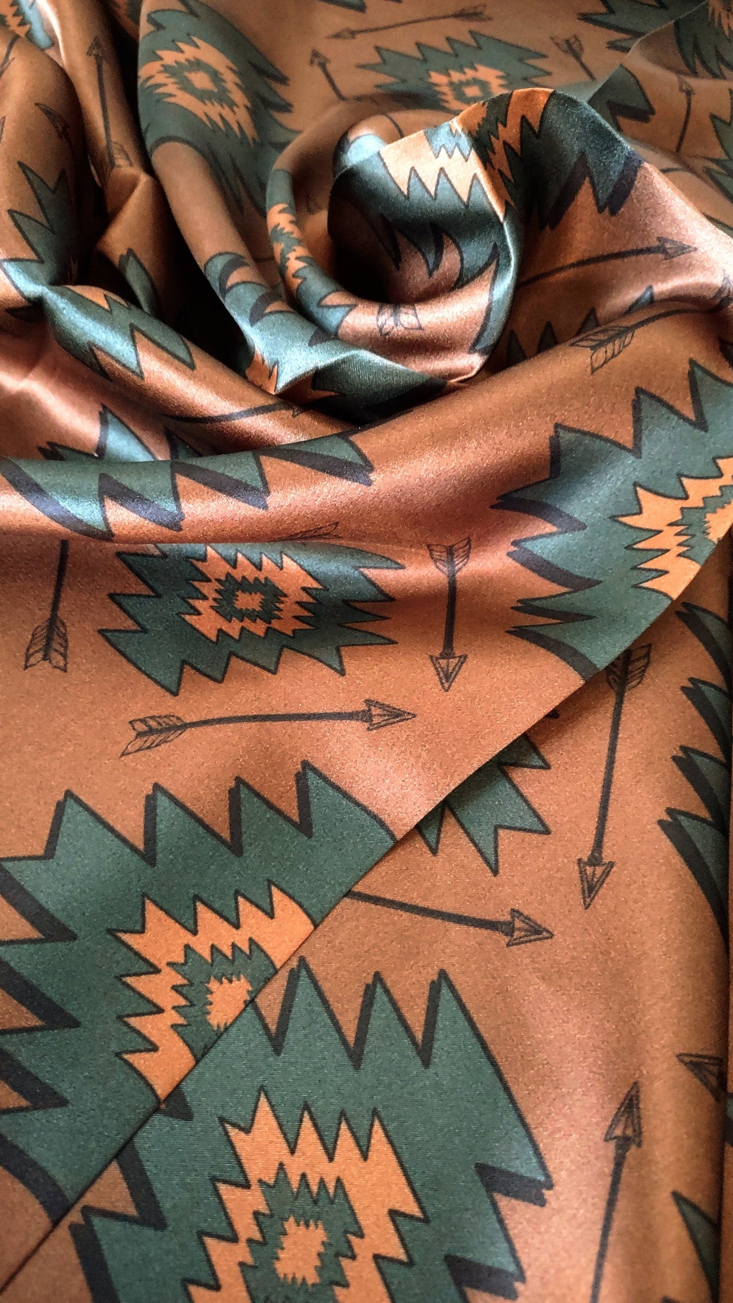Brown and Teal Green Aztec Arrow Wild Rag