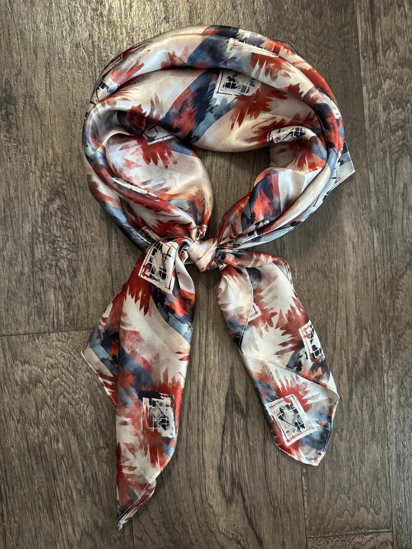 Navy Blue, Copper, & Ivory Wild Rag