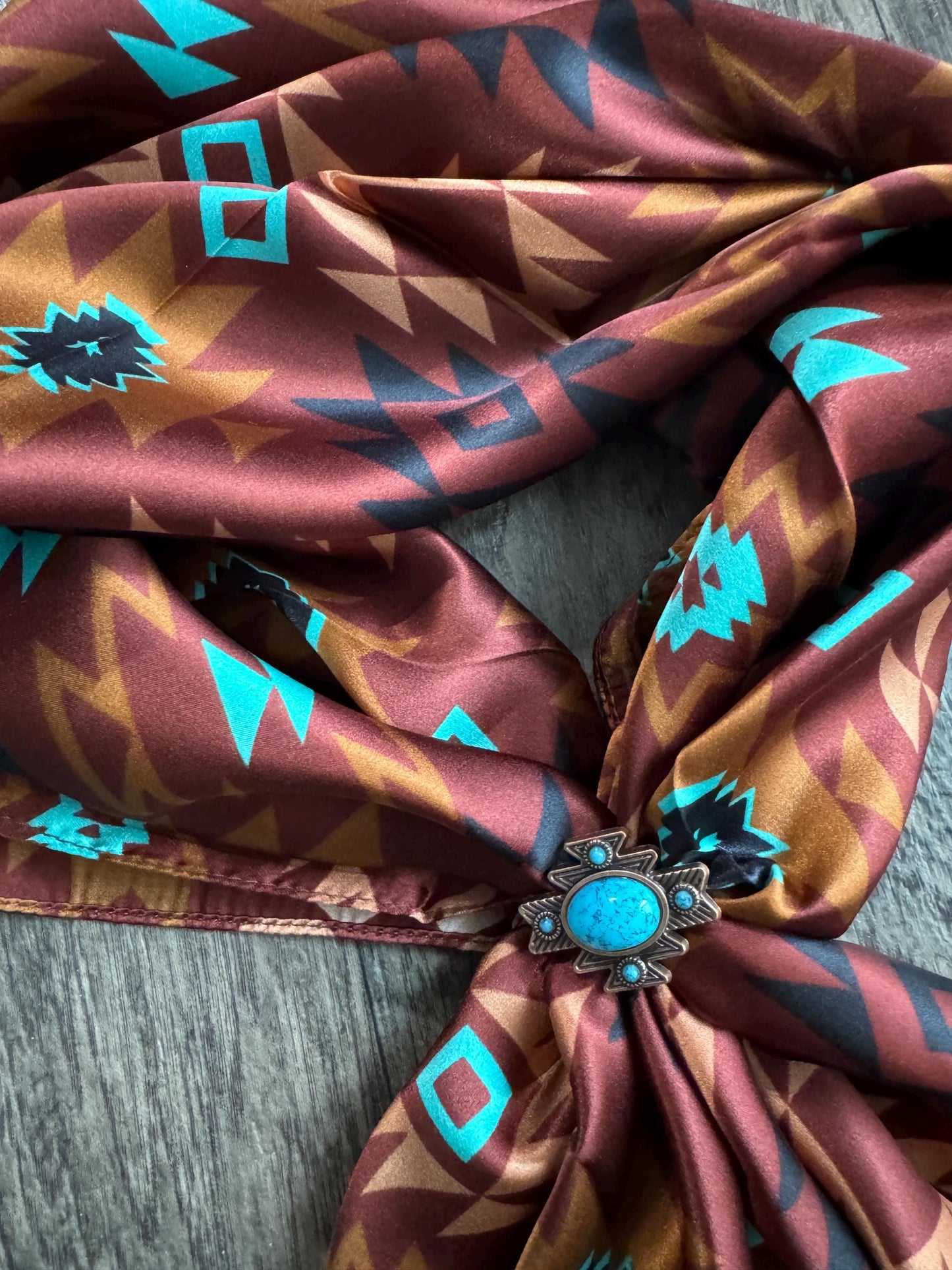 Chestnut and Turquoise Aztec Wild Rags