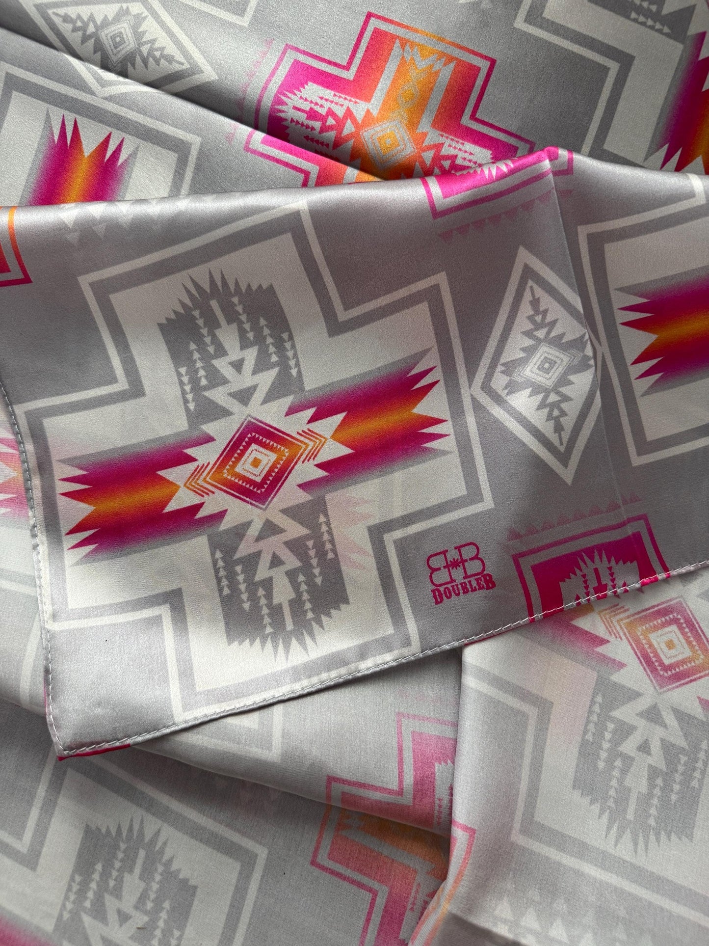 Silver and Hot Pink Navajo Style Wild Rag