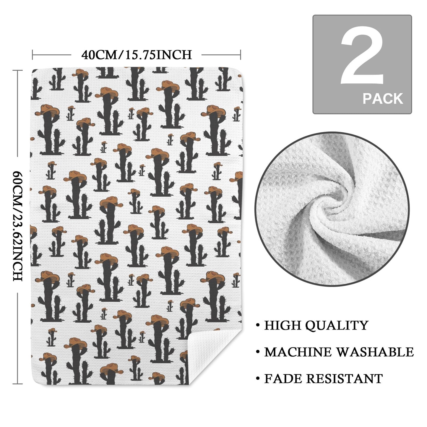 Cowboy Cactus Set of 2 Kitchen Dish Towels