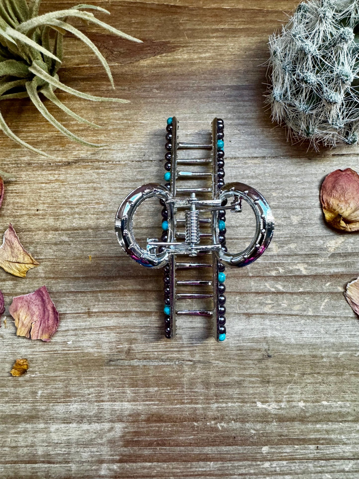 Turquoise/ faux pearl mix Hair Clips