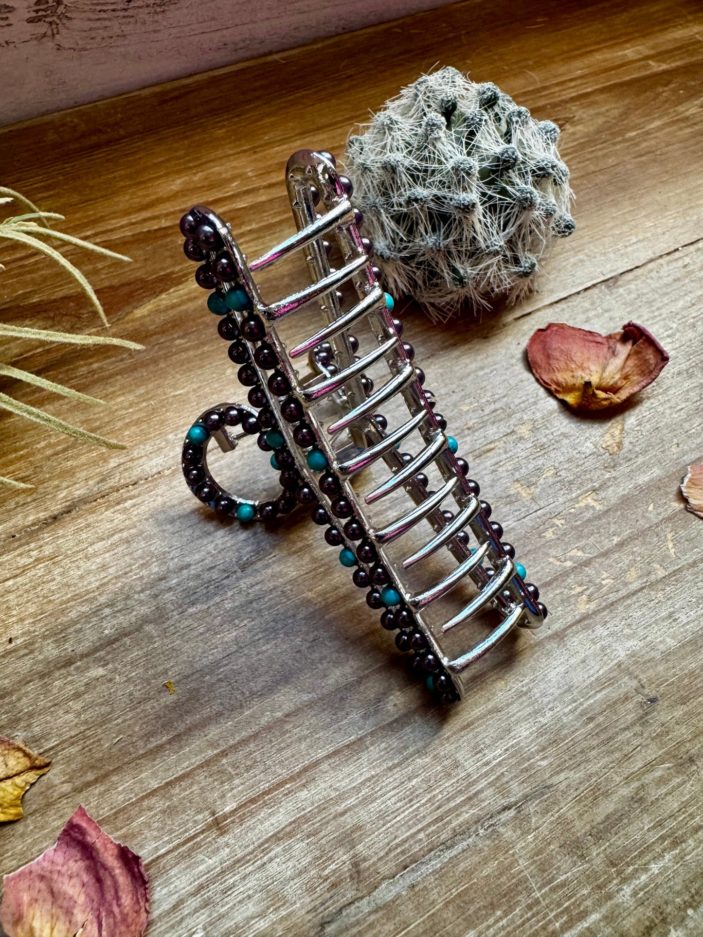 Turquoise/ faux pearl mix Hair Clips
