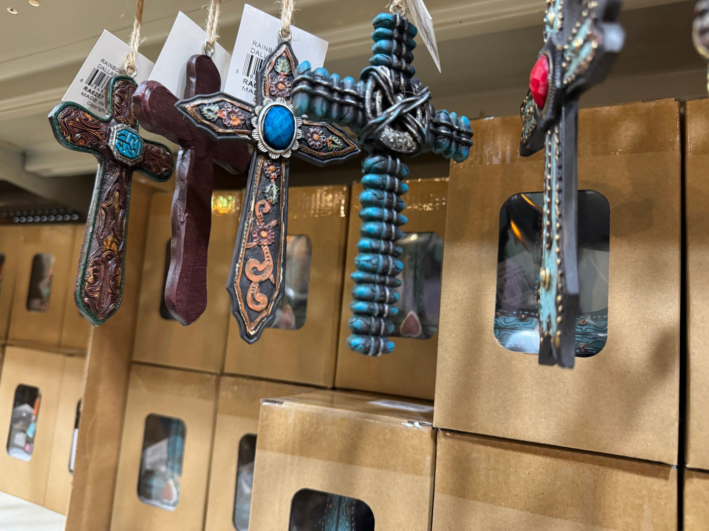 Turquoise Western Cross Ornament Set