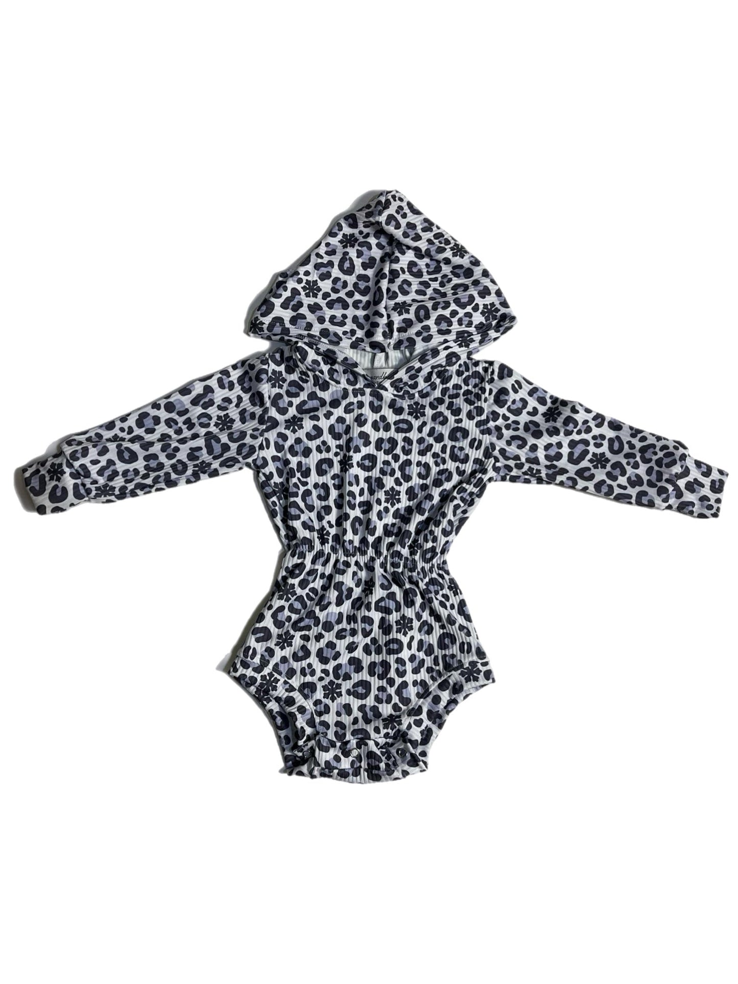 Snow leopard Ribbed Hooded romper