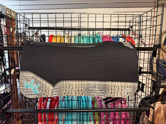 Black Kush Saddle Pad with Grey Crocodile