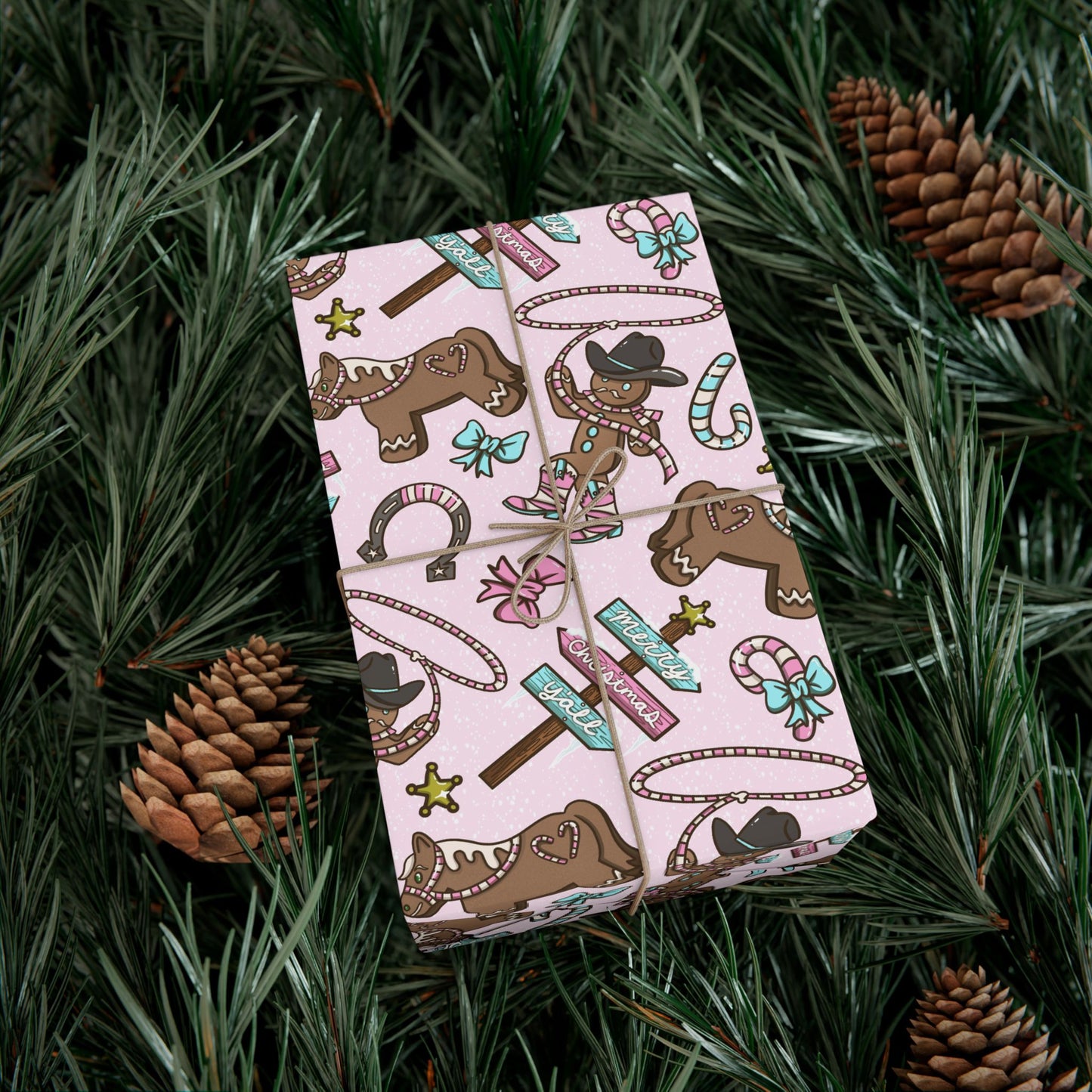 Cowboy Gingerbread Wrapping Paper