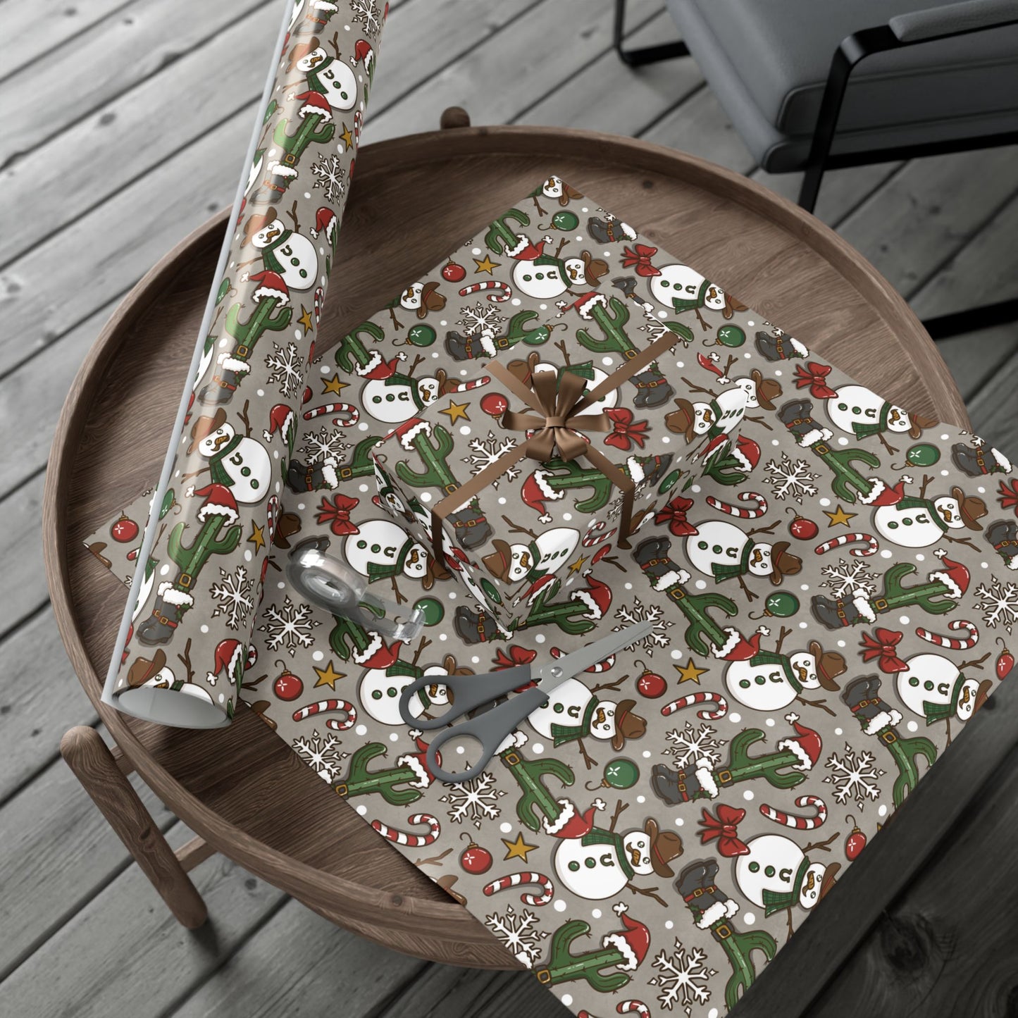Cowboy Snowman Wrapping Paper