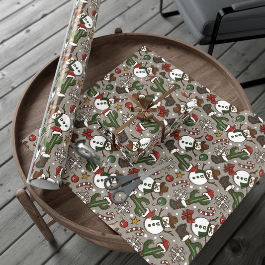 Cowboy Snowman Wrapping Paper