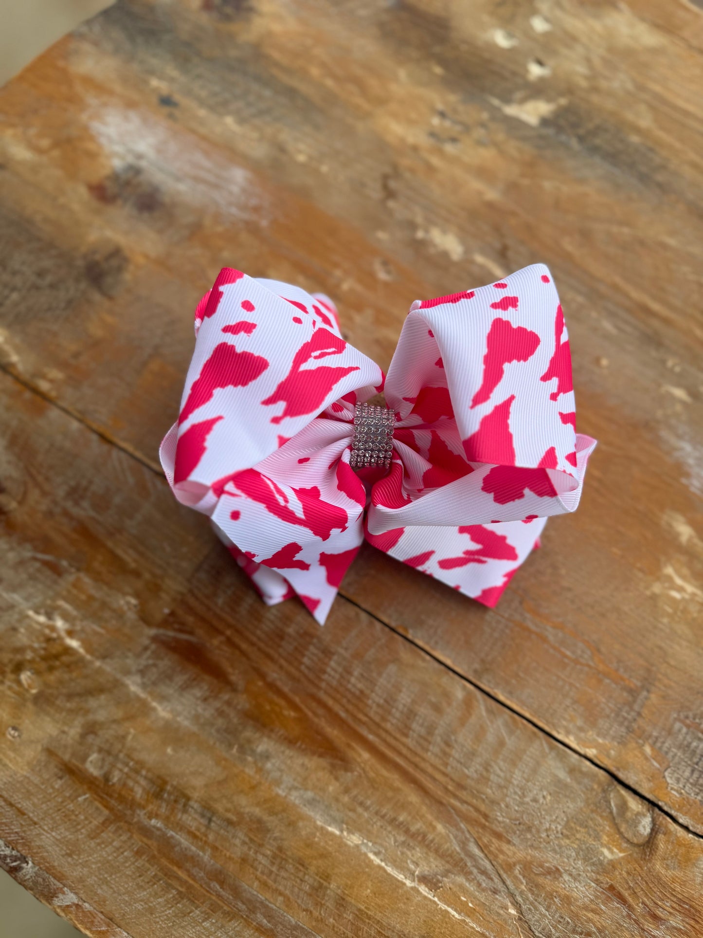 Printed 7.5 inch bedazzled hair bows