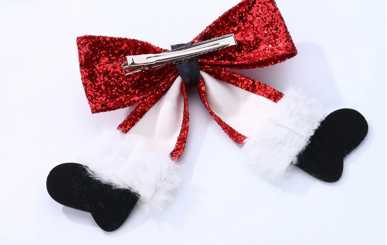 Christmas Bow socks clip