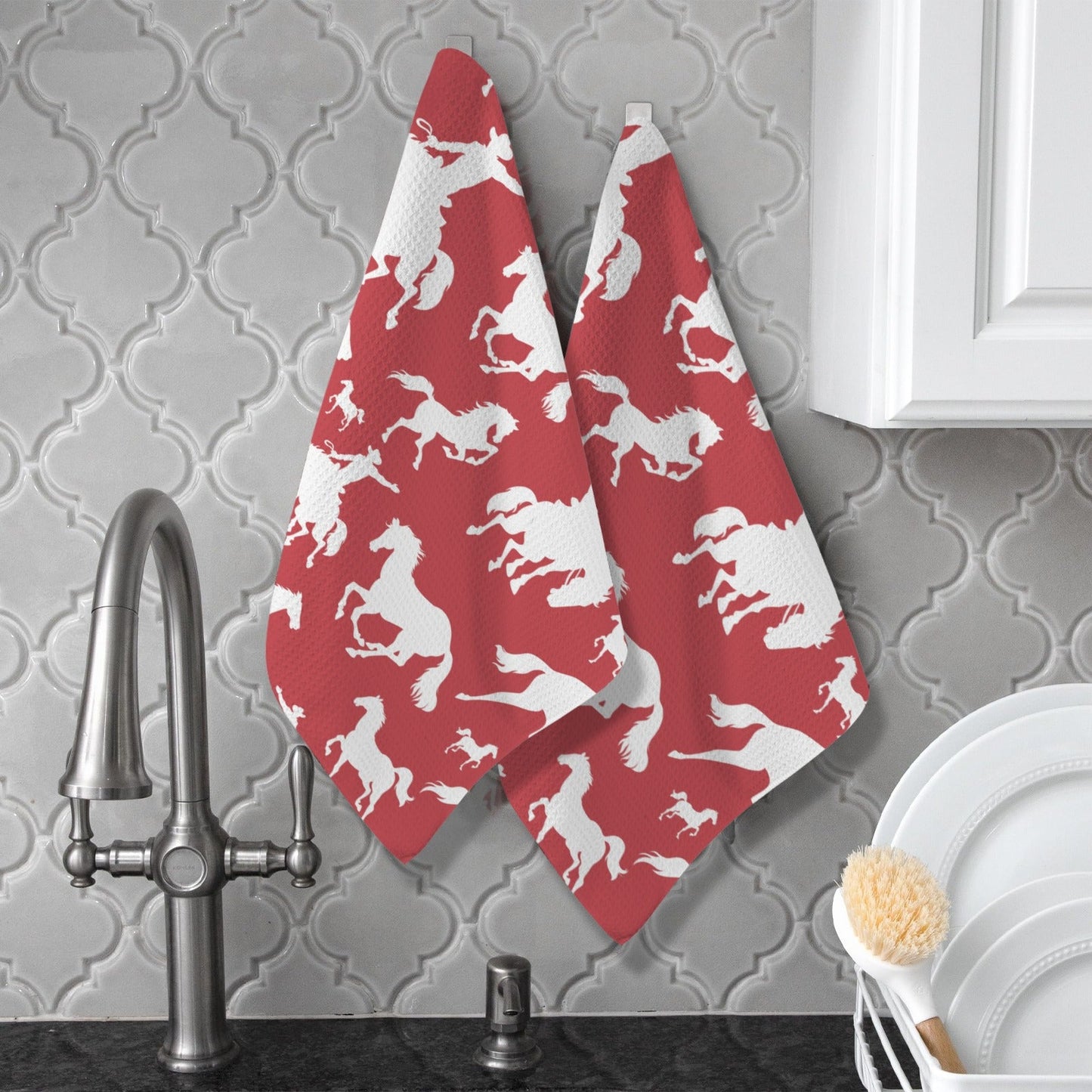 Red Rodeo Cowboy Set of 2 Dish Towels
