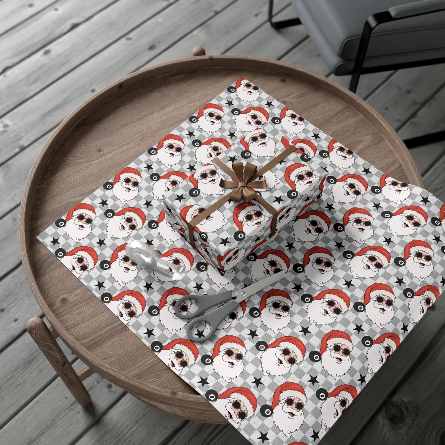 8 Ball Santa Wrapping Paper