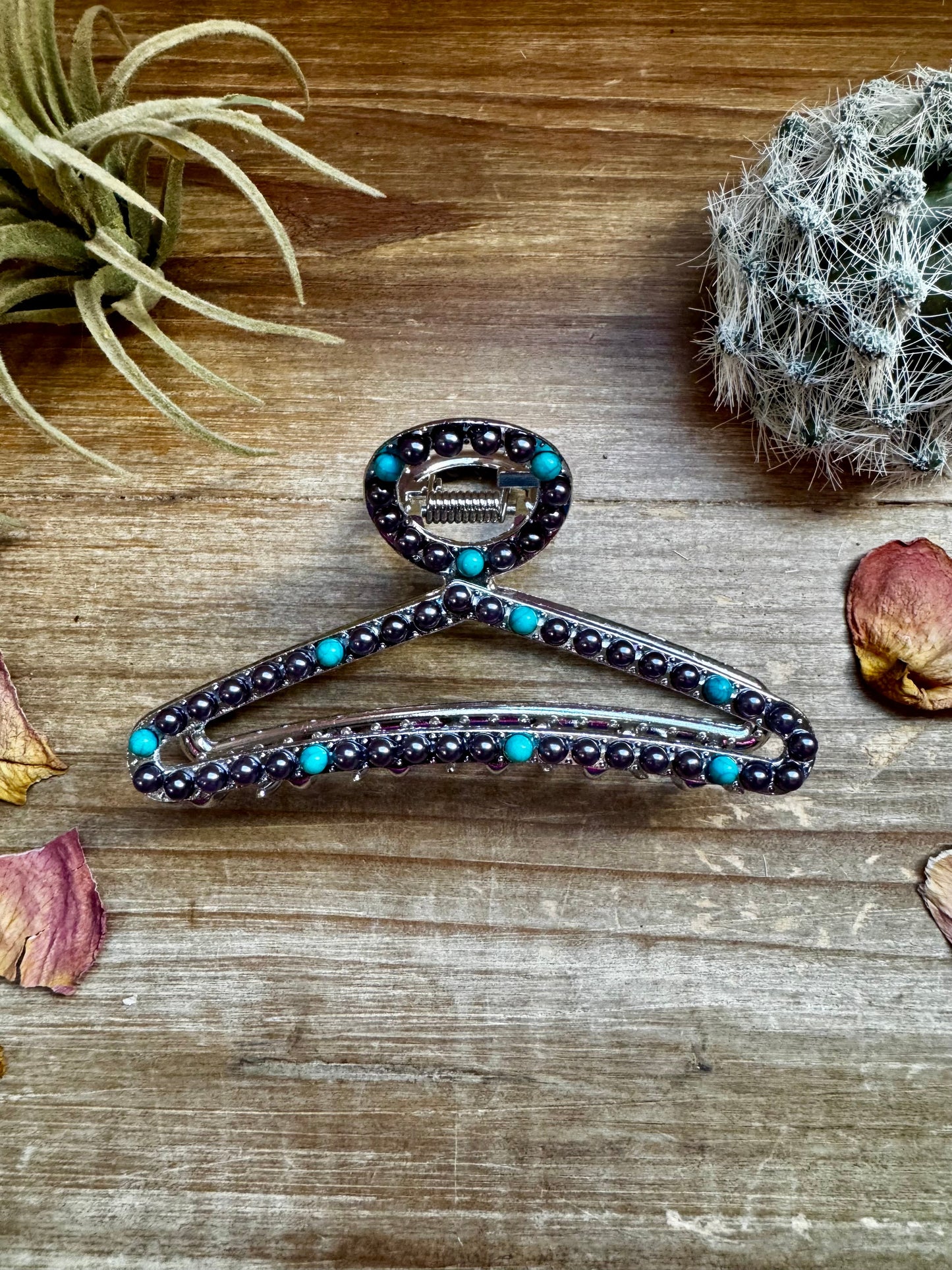 Turquoise/ faux pearl mix Hair Clips