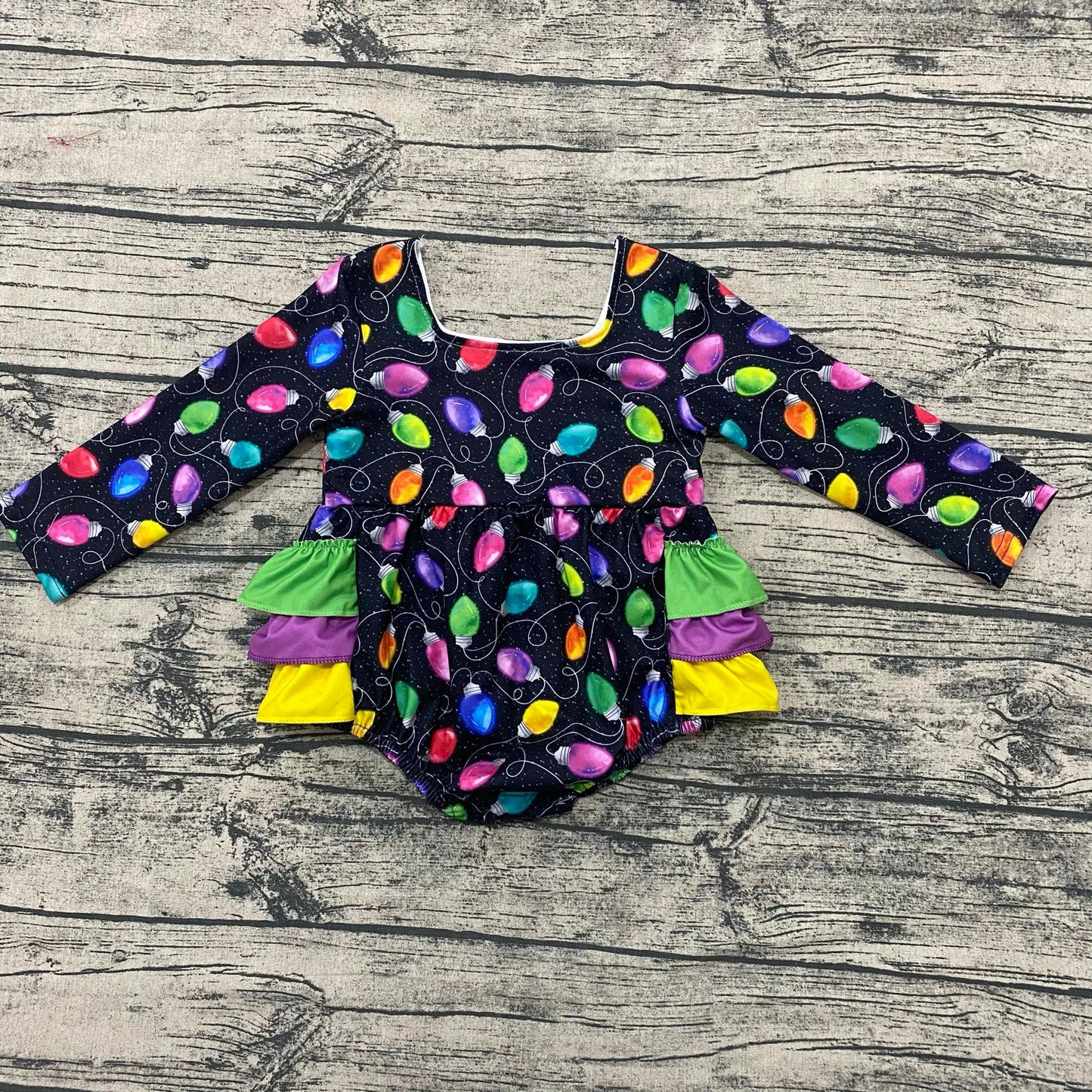 Christmas Lights Ruffle Romper