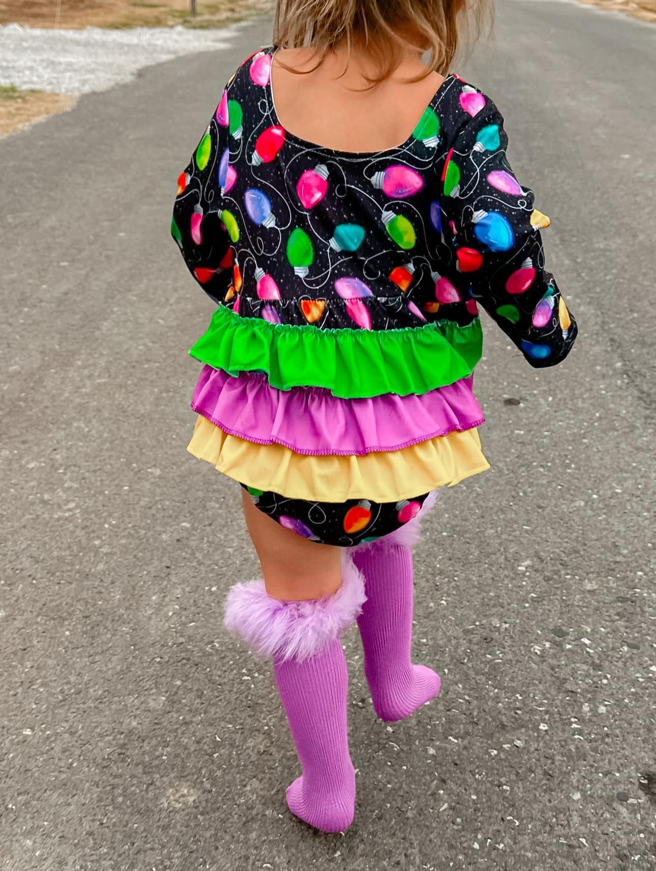 Christmas Lights Ruffle Romper