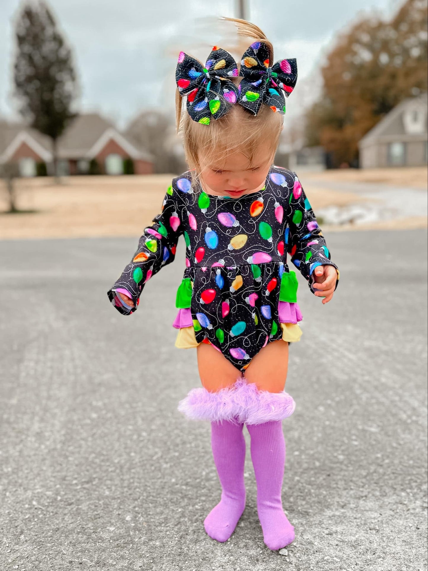 Christmas Lights Ruffle Romper