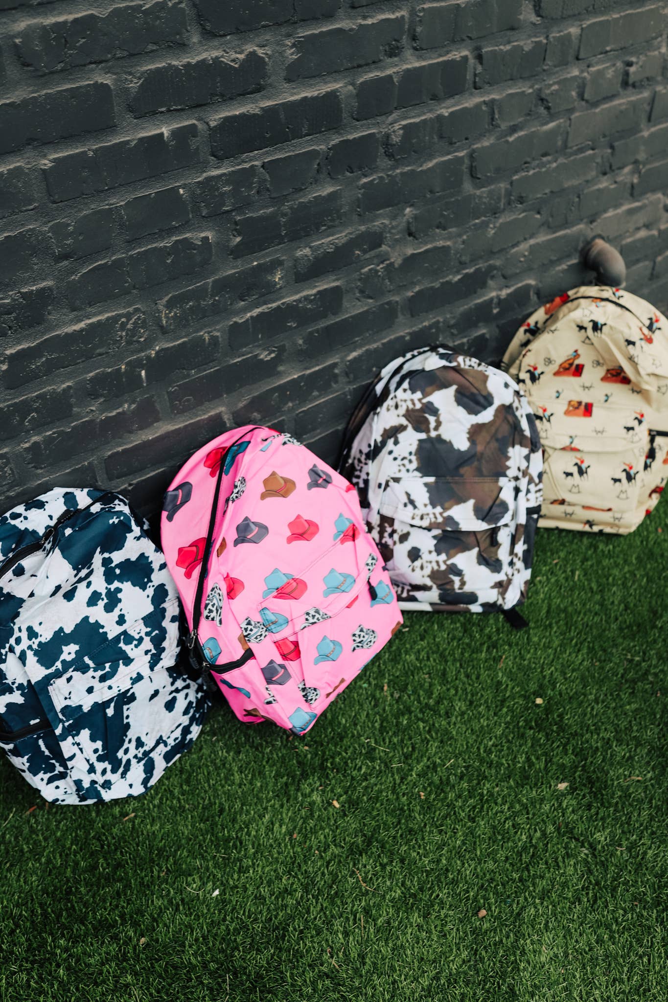 Black Cowhide Backpack and Lunch Box Set