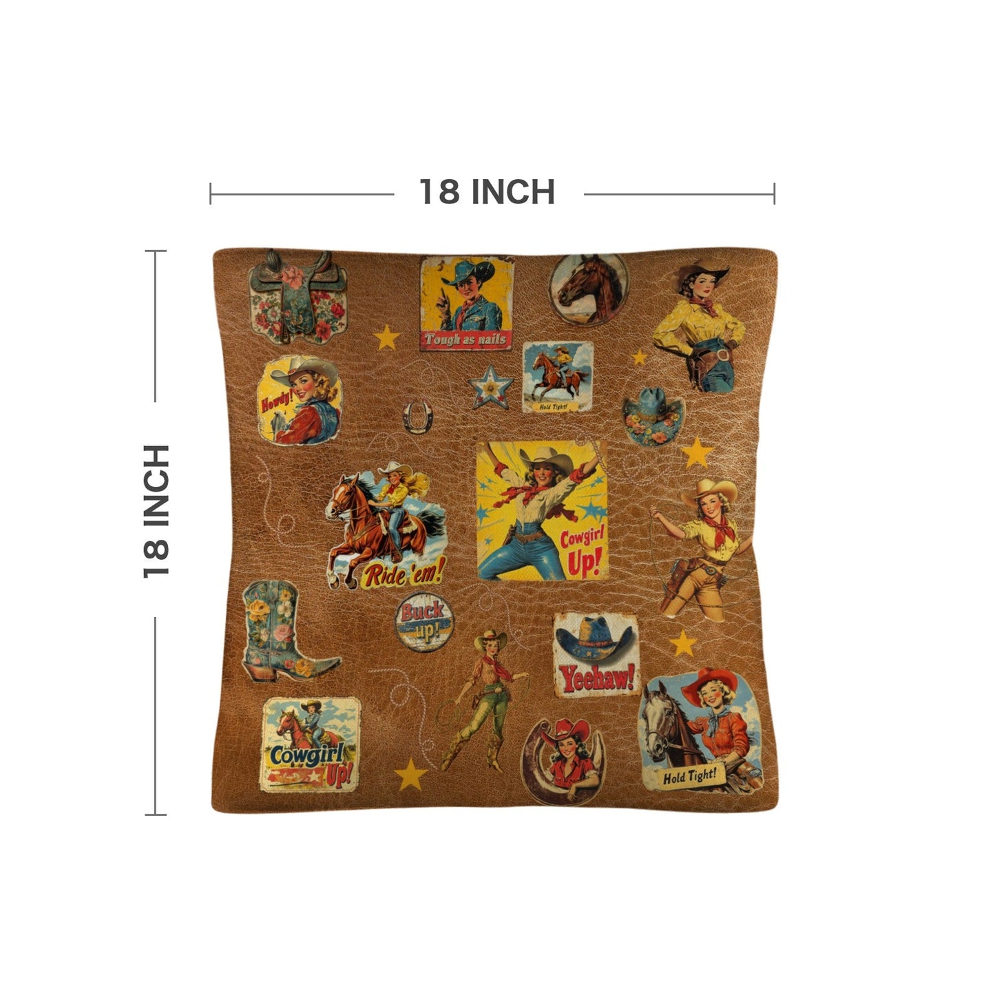 Vintage Cowgirl Collage Square Pillow Case