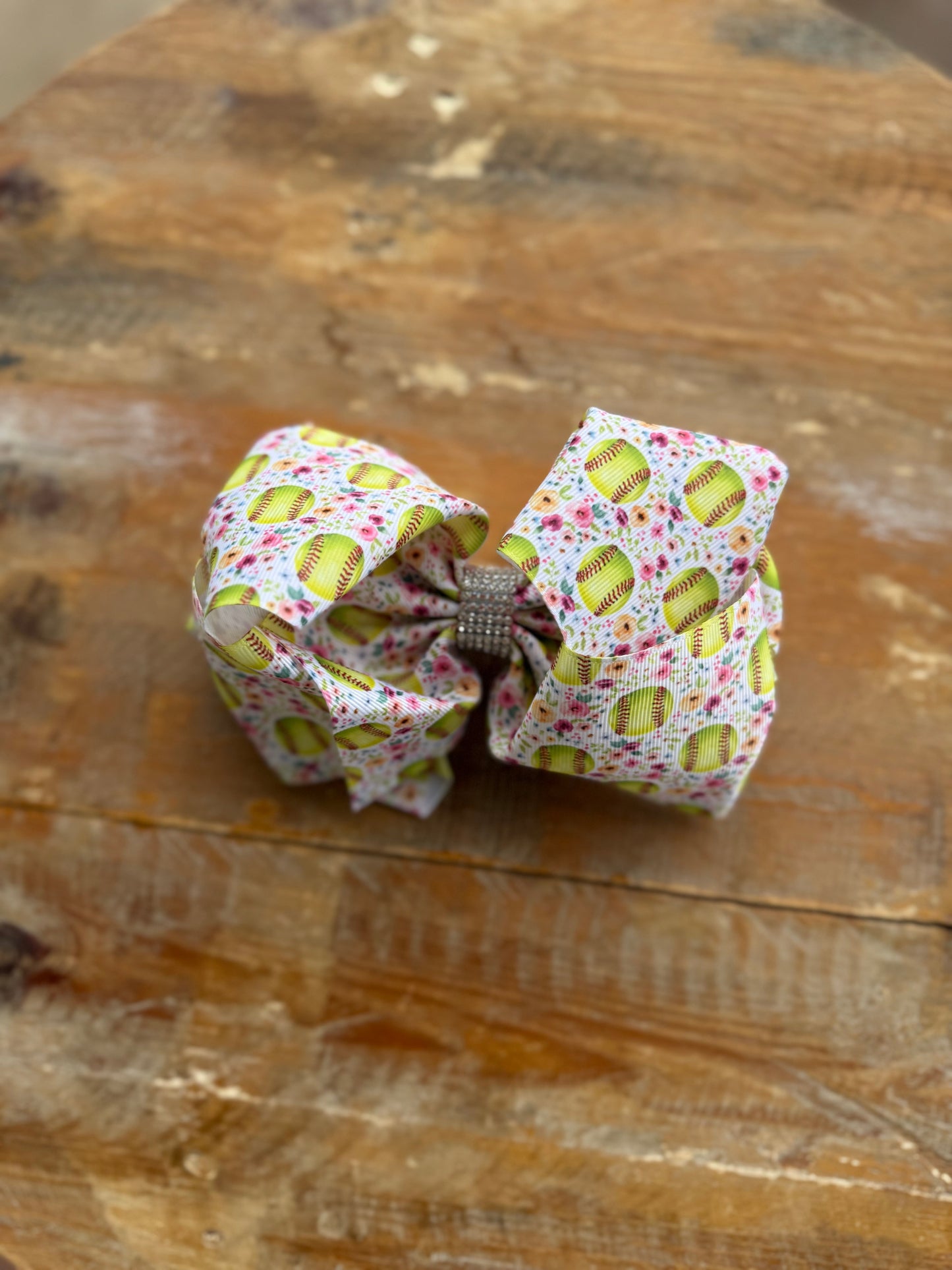 Printed 7.5 inch bedazzled hair bows