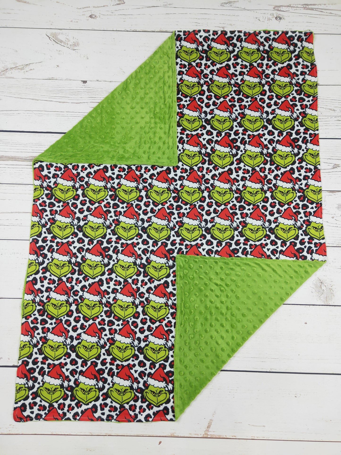 Grinch Cheetah Christmas Blanket