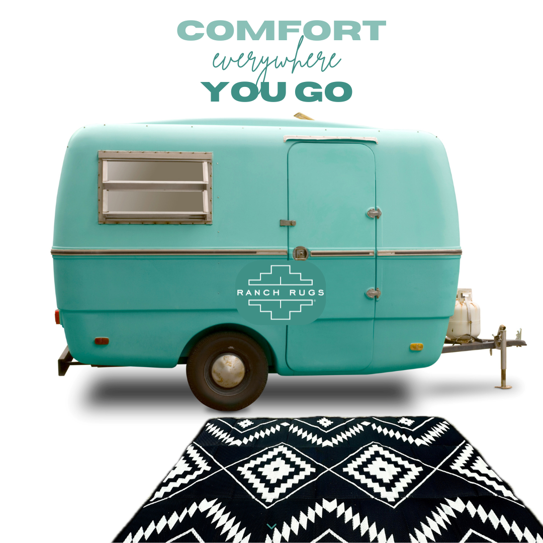 Black + Ivory - 6ft x 9ft - RANCH RUGS  -THE DAVIS -