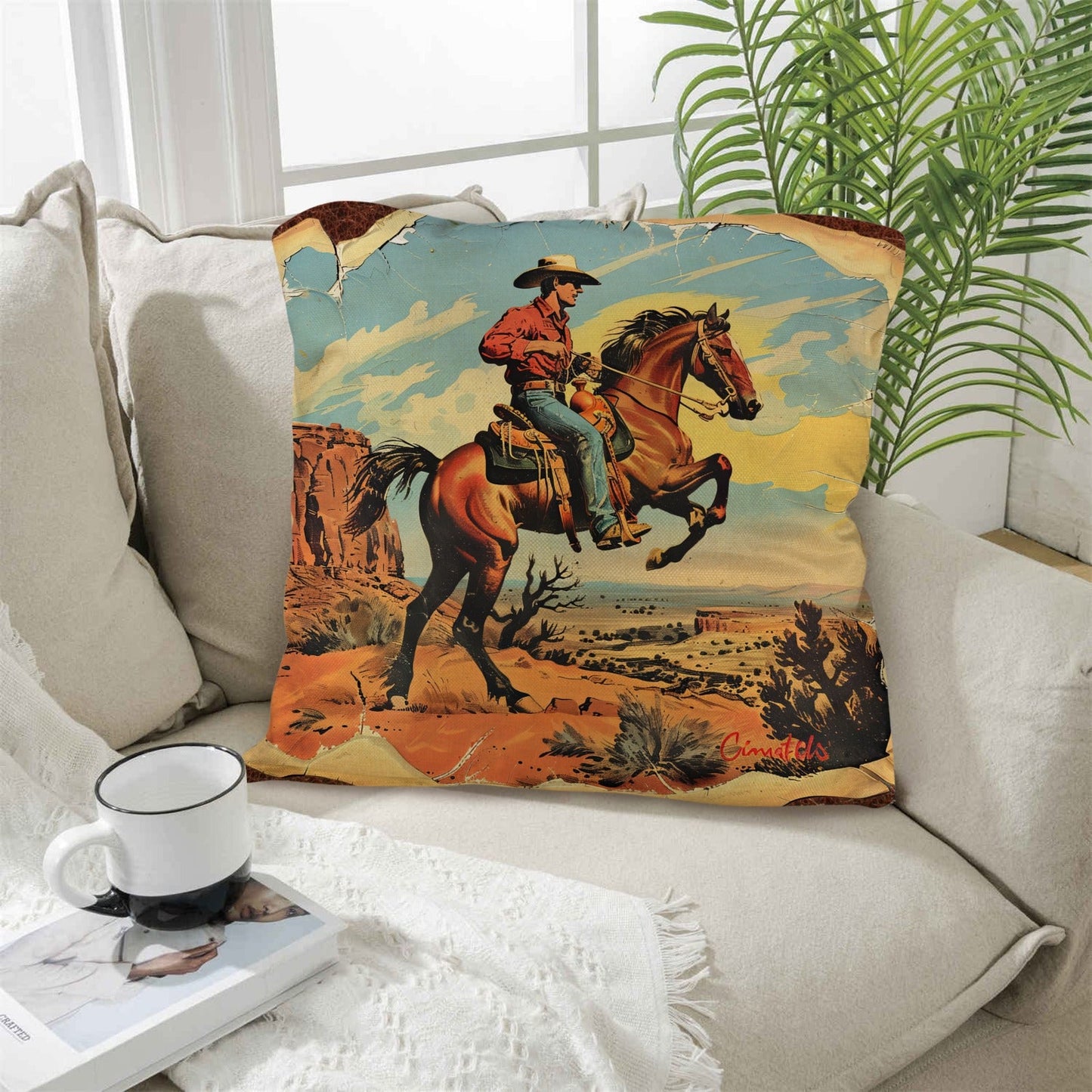 Vintage Cowboy Pillow Case