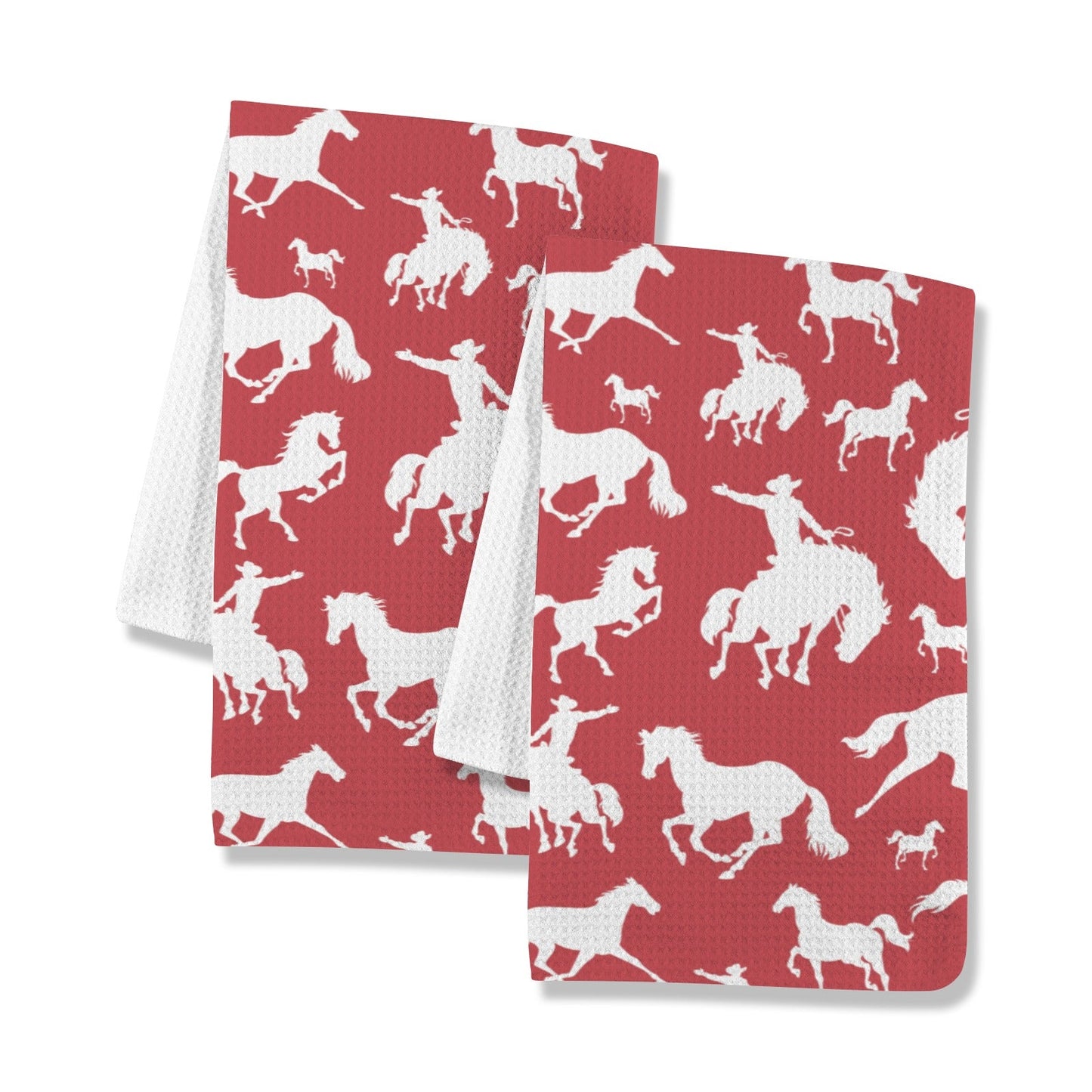 Red Rodeo Cowboy Set of 2 Dish Towels