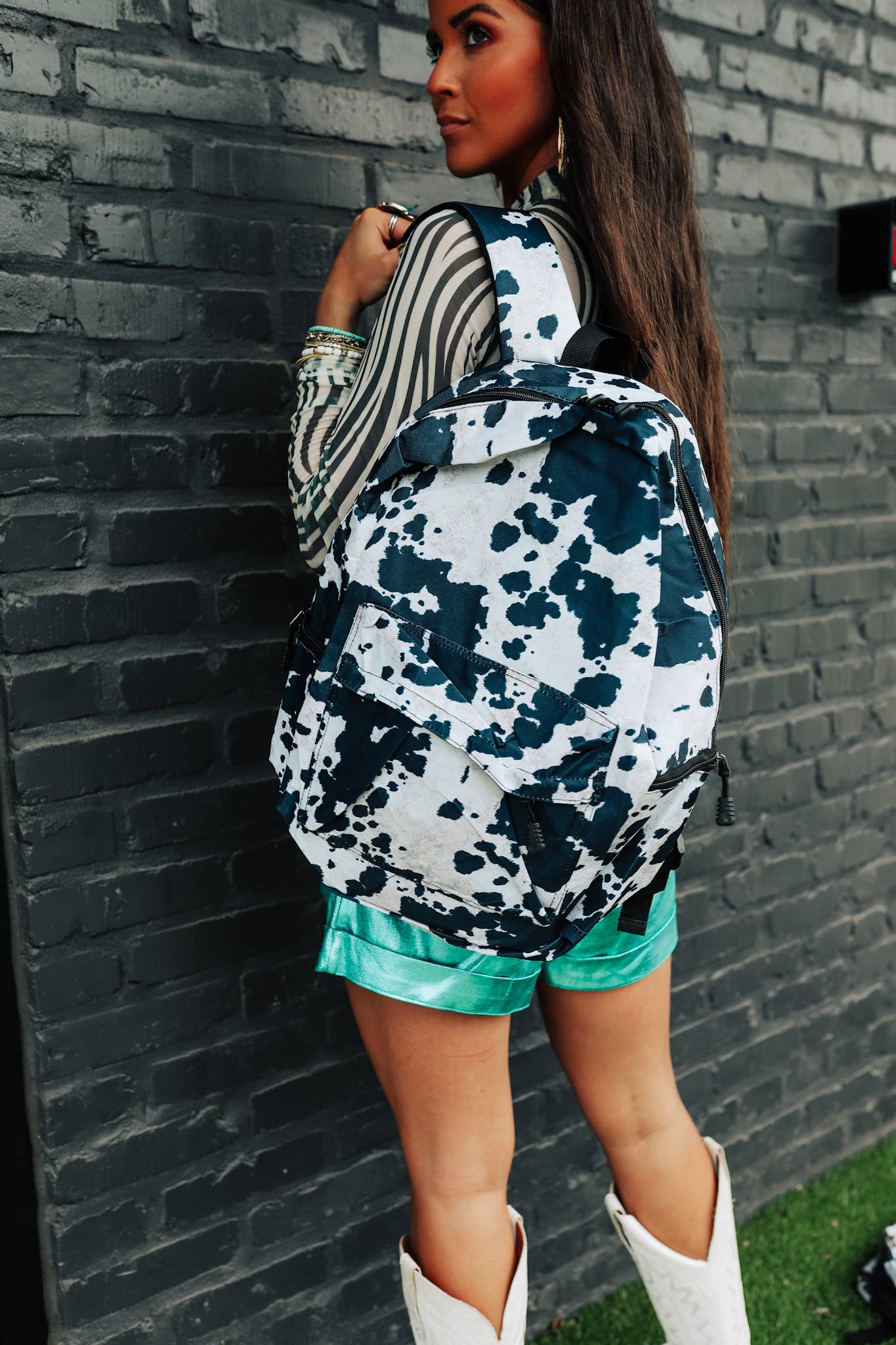 Black Cowhide Backpack and Lunch Box Set