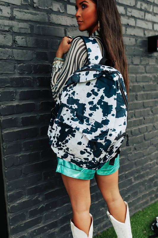 Black Cowhide Backpack and Lunch Box Set