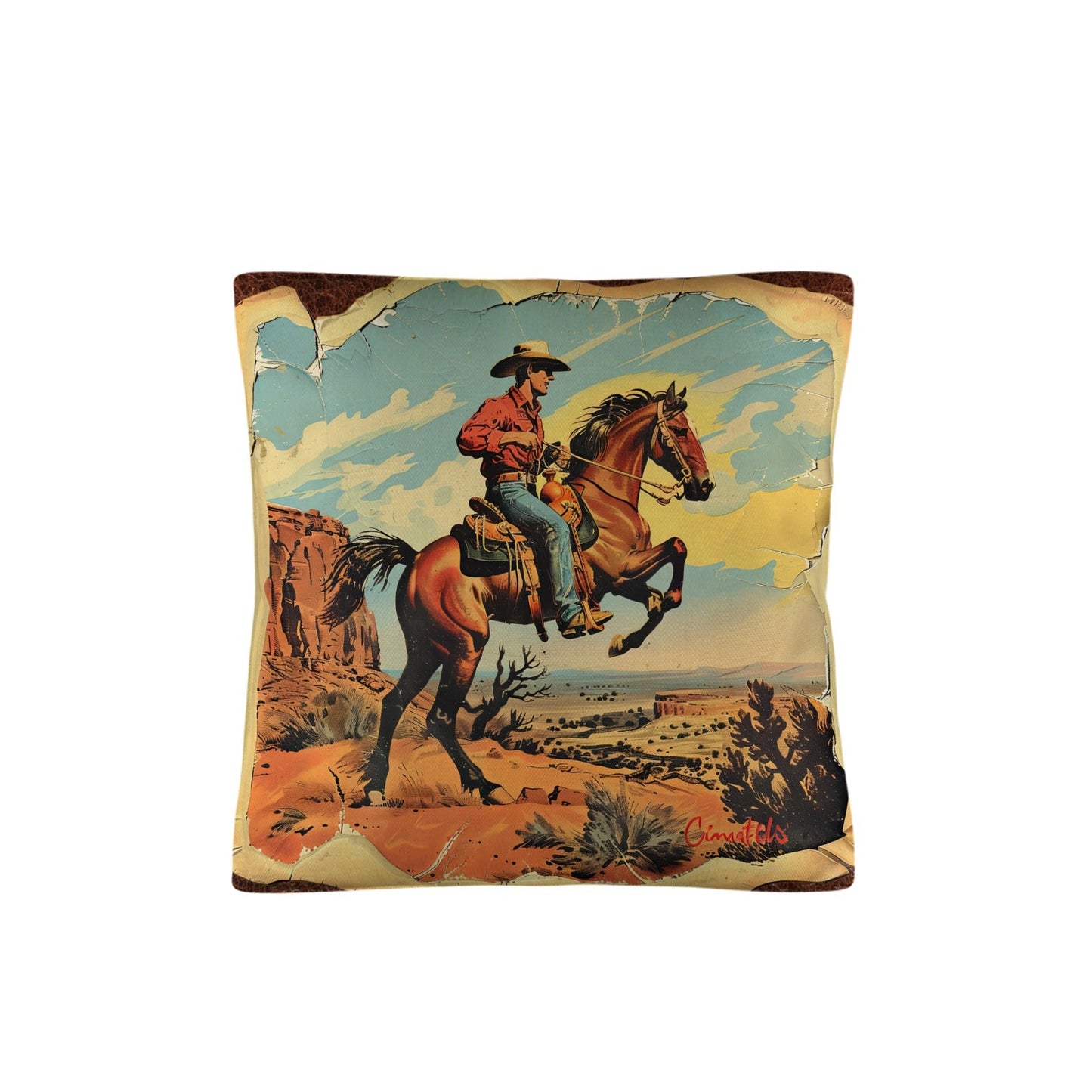 Vintage Cowboy Pillow Case