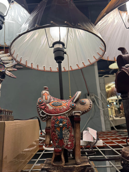 Red Jesus Saddle Lamp