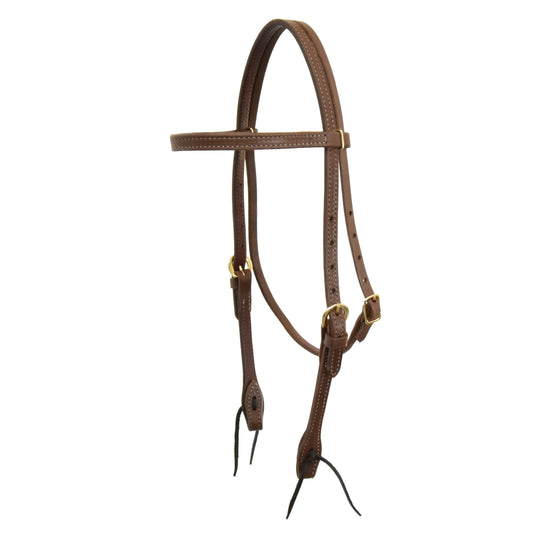 Oiled Harness Leather Double-N-Stitched Browband Headstall