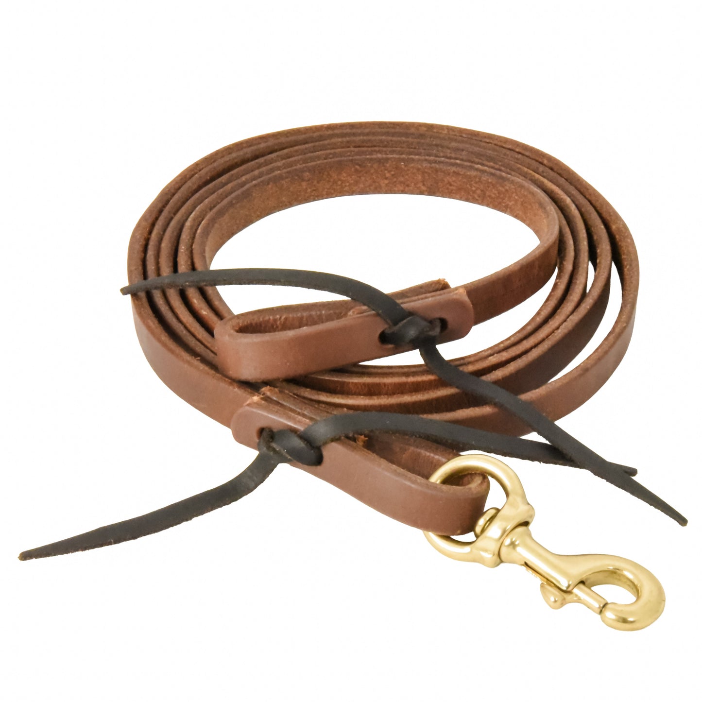 Oiled Harness Leather Flat Roper Reins - 5/8in x 8ft