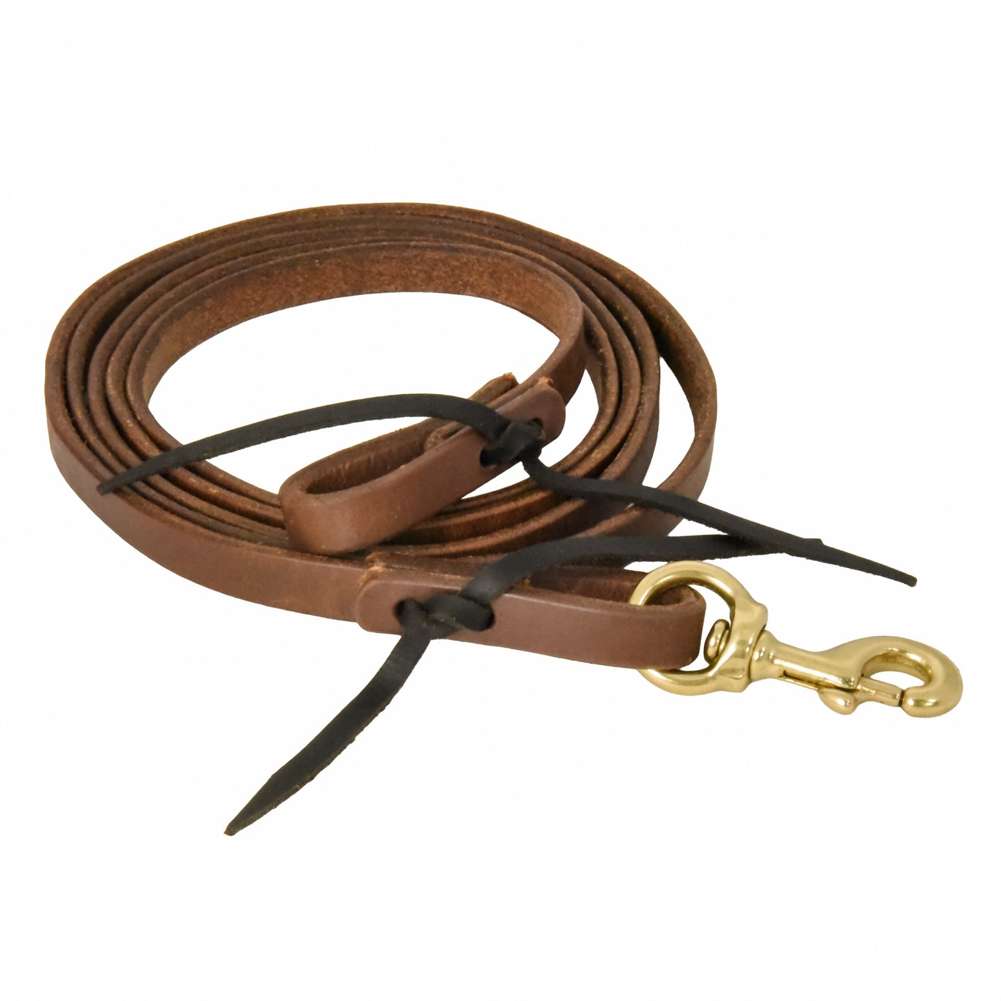 Oiled Harness Leather Flat Roper Reins - 5/8in x 8ft