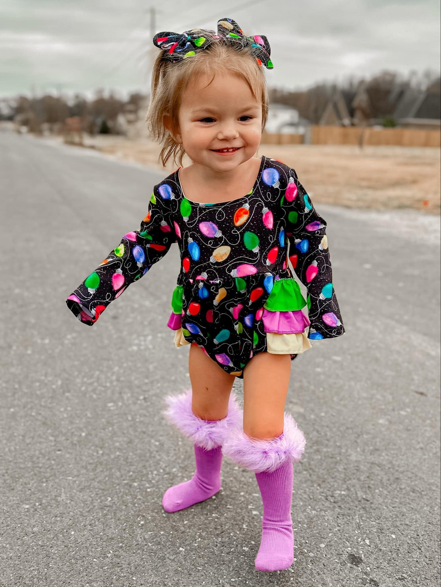 Christmas Lights Ruffle Romper